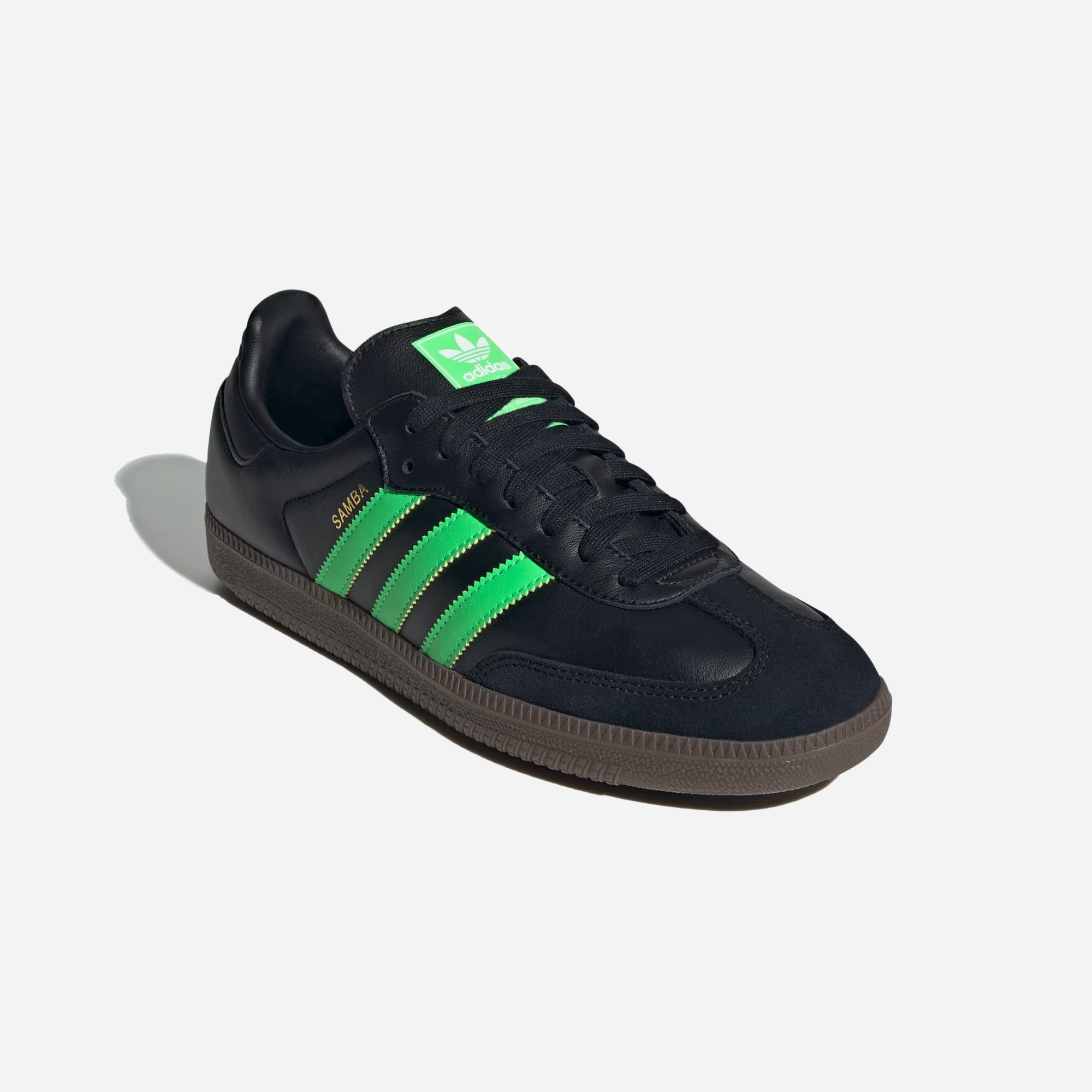 Adidas Samba OG Shoes Core Black / Screaming Green / Gum - view 2