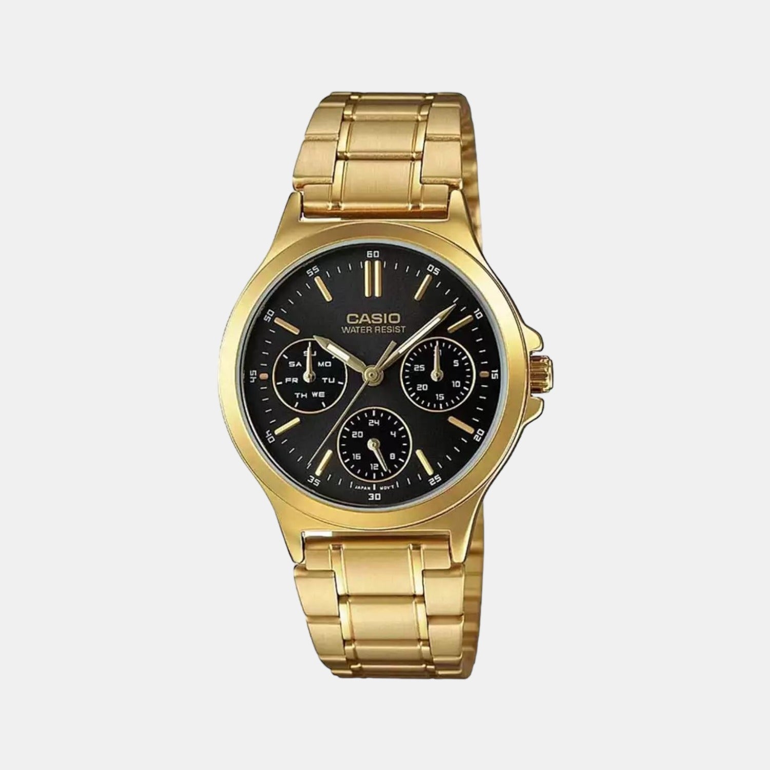 Casio Enticer Women Quartz Black Dial Multi-Function Stainless Steel Watch A1914