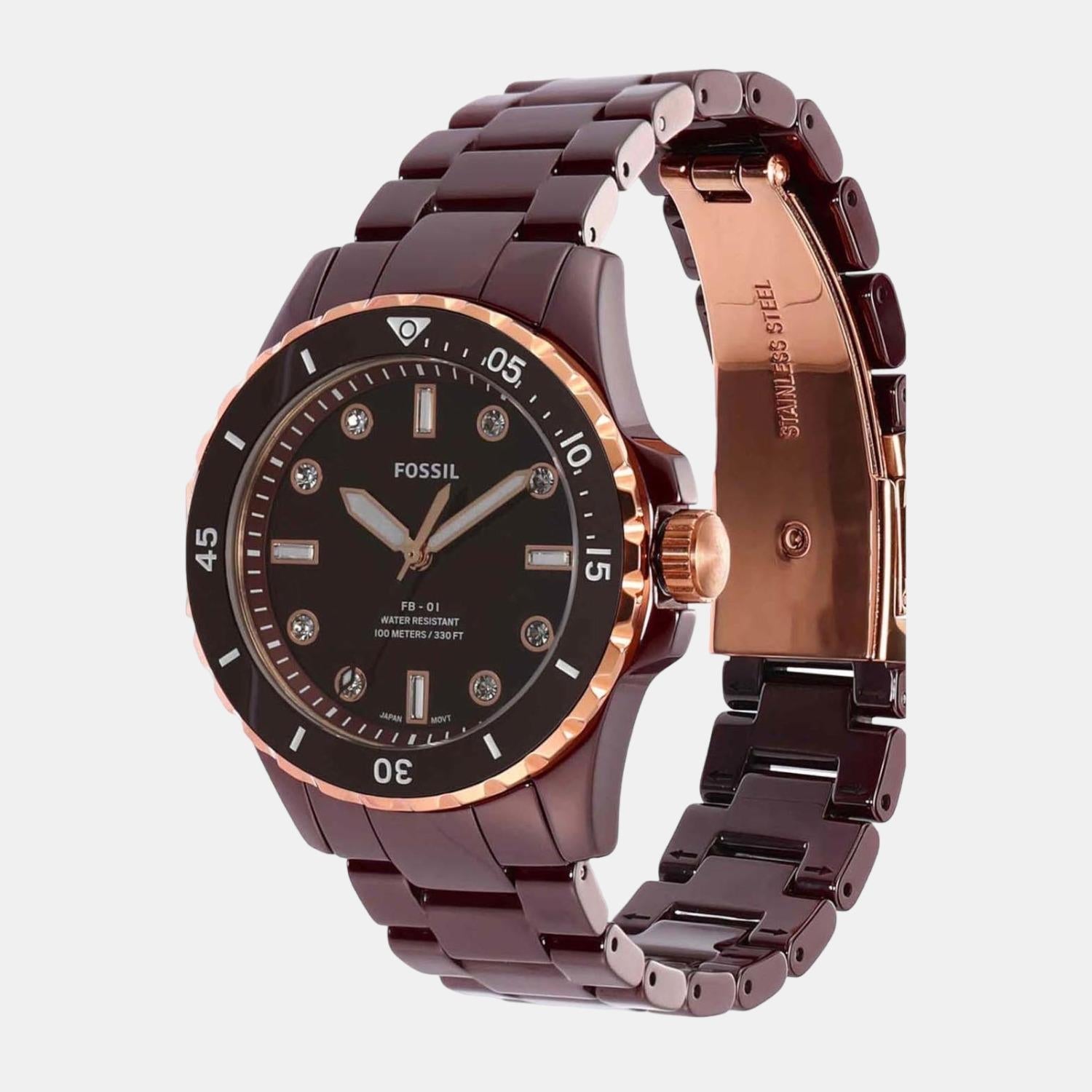 Fossil Fb-01 Men Quartz Brown Dial Analog Ceramic Watch CE1123 - view 2