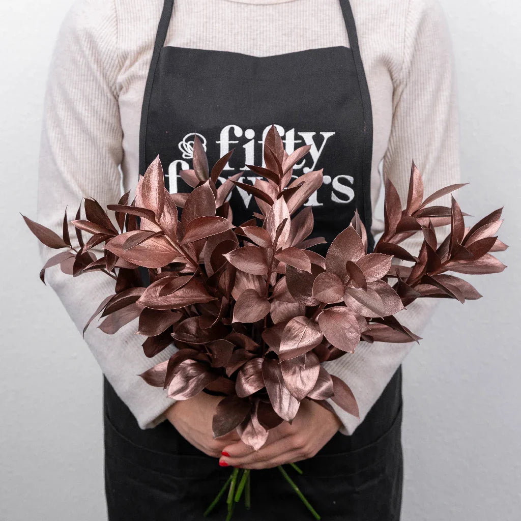 FiftyFlowers Bronzed Rose Gold Metallic Ruscus