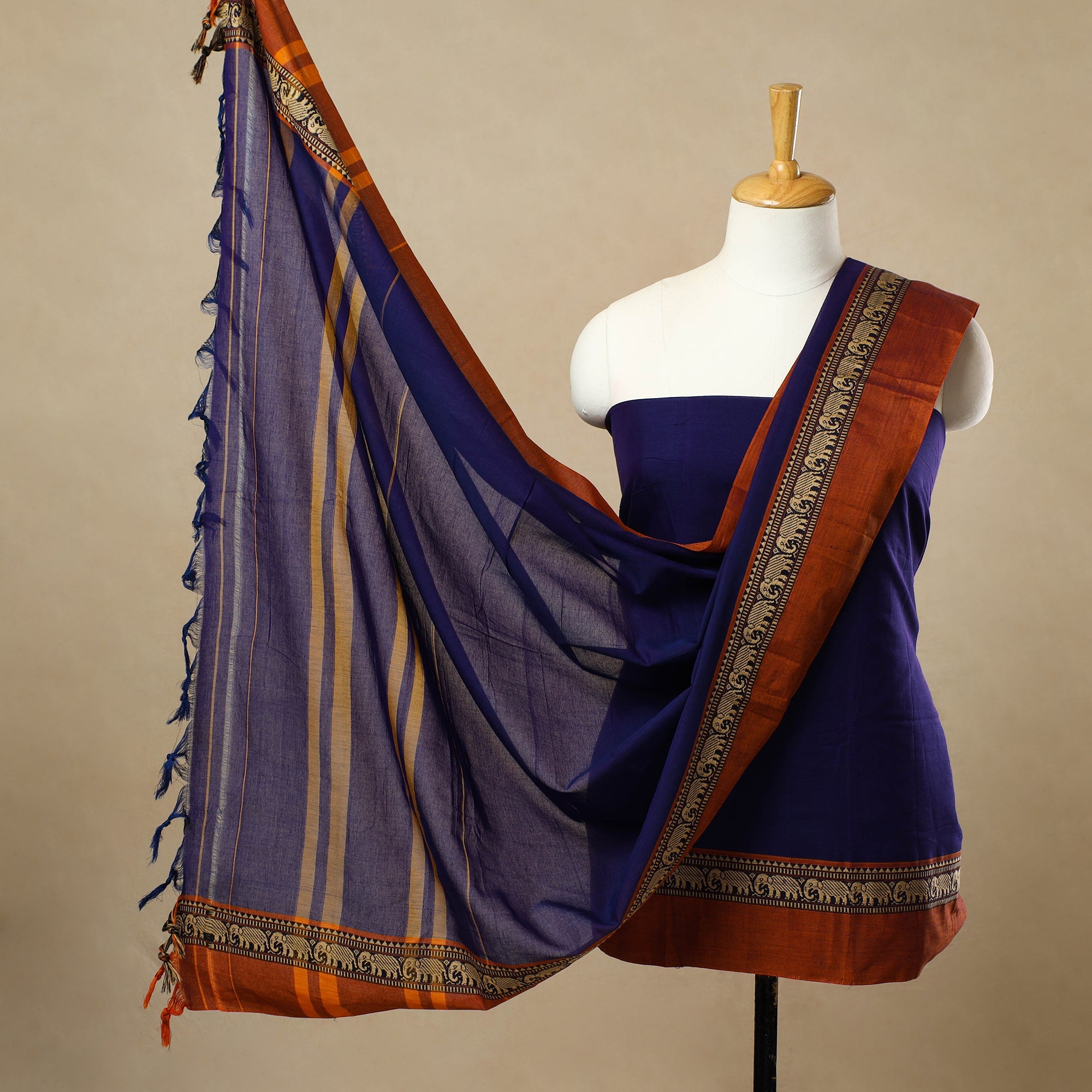 SOUTH KARGHA Blue - 3pc Mercerised Cotton Dharwad Dress Material 45