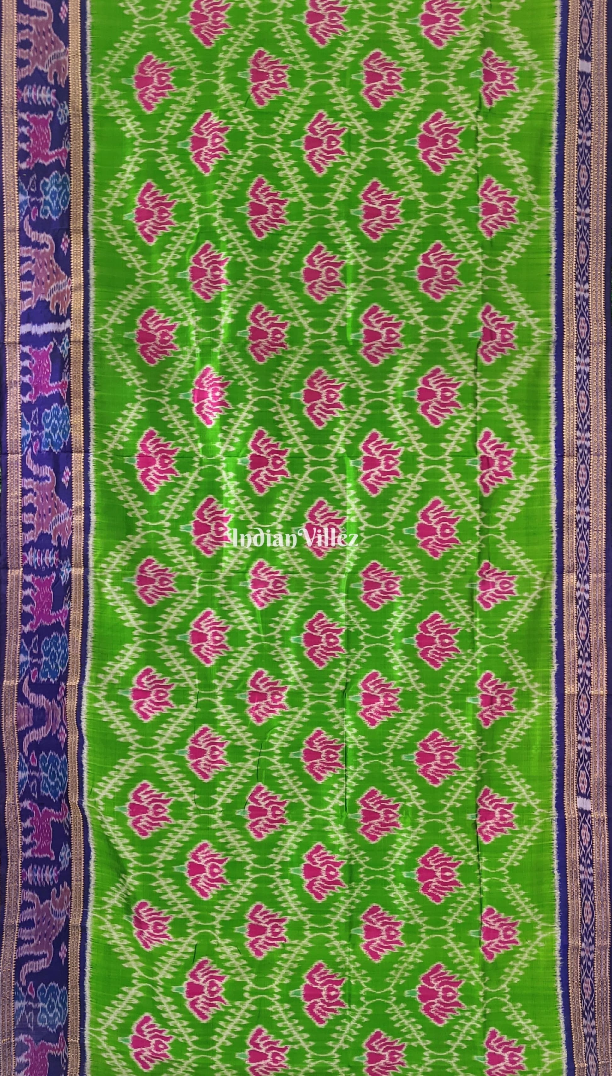 IndianVillèz Green Lotus Khandua Silk Saree – Women's - view 2