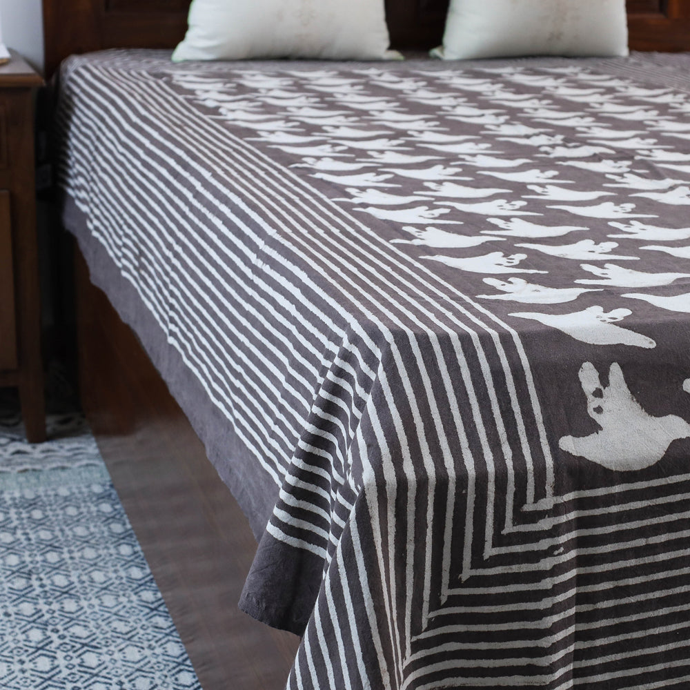 BINDAAS UNLIMITED Brown - Block Art Print Cotton Single Bindaas Bed Sheet (93 x 60 in) - view 3