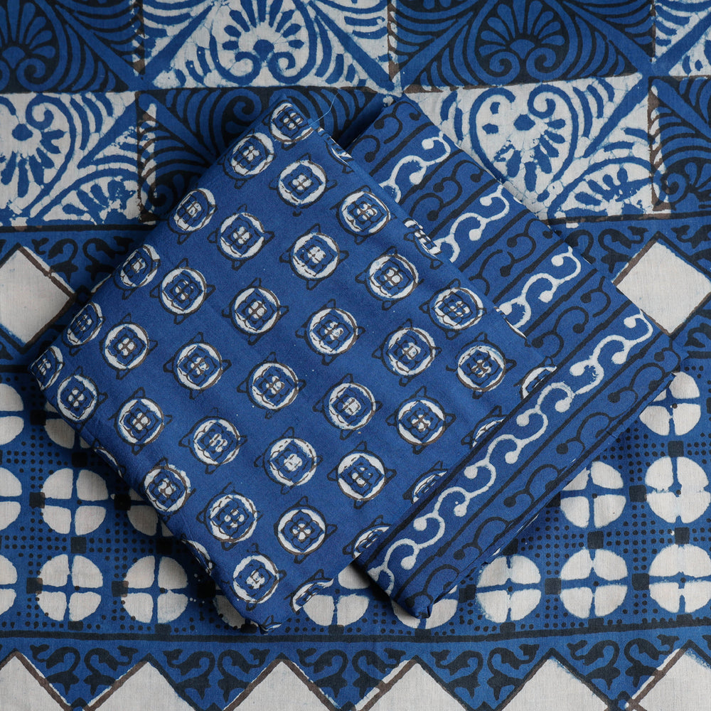 HAVELI CHRONICLES Blue - 3pc Cotton Block Printed Pipad Dress Material Set - view 2