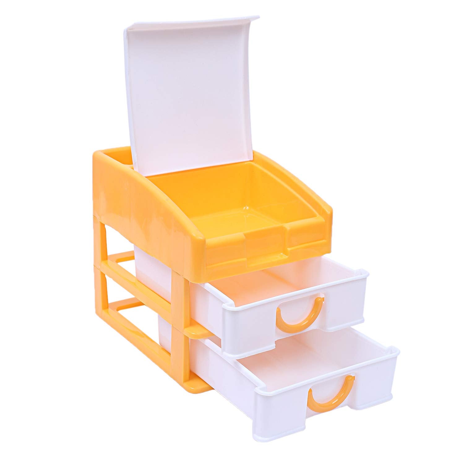 Kuber Industries Plastic 2 Pieces Three Layer Drawer Storage Cabinet Box (Red & Yellow)-CTKTC13130 - view 6