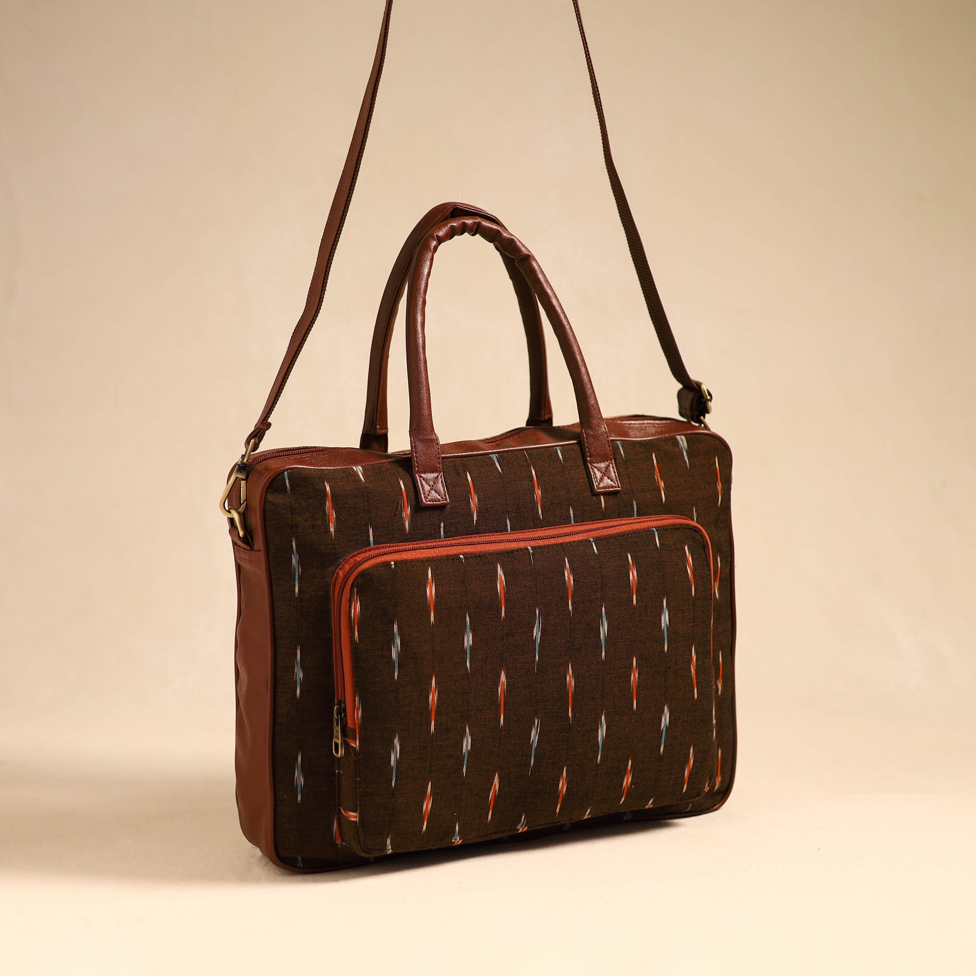 ITOKRI CRAFTS INITIATIVE Brown - Handmade Pochampally Ikat Laptop Bag 14 - view 2
