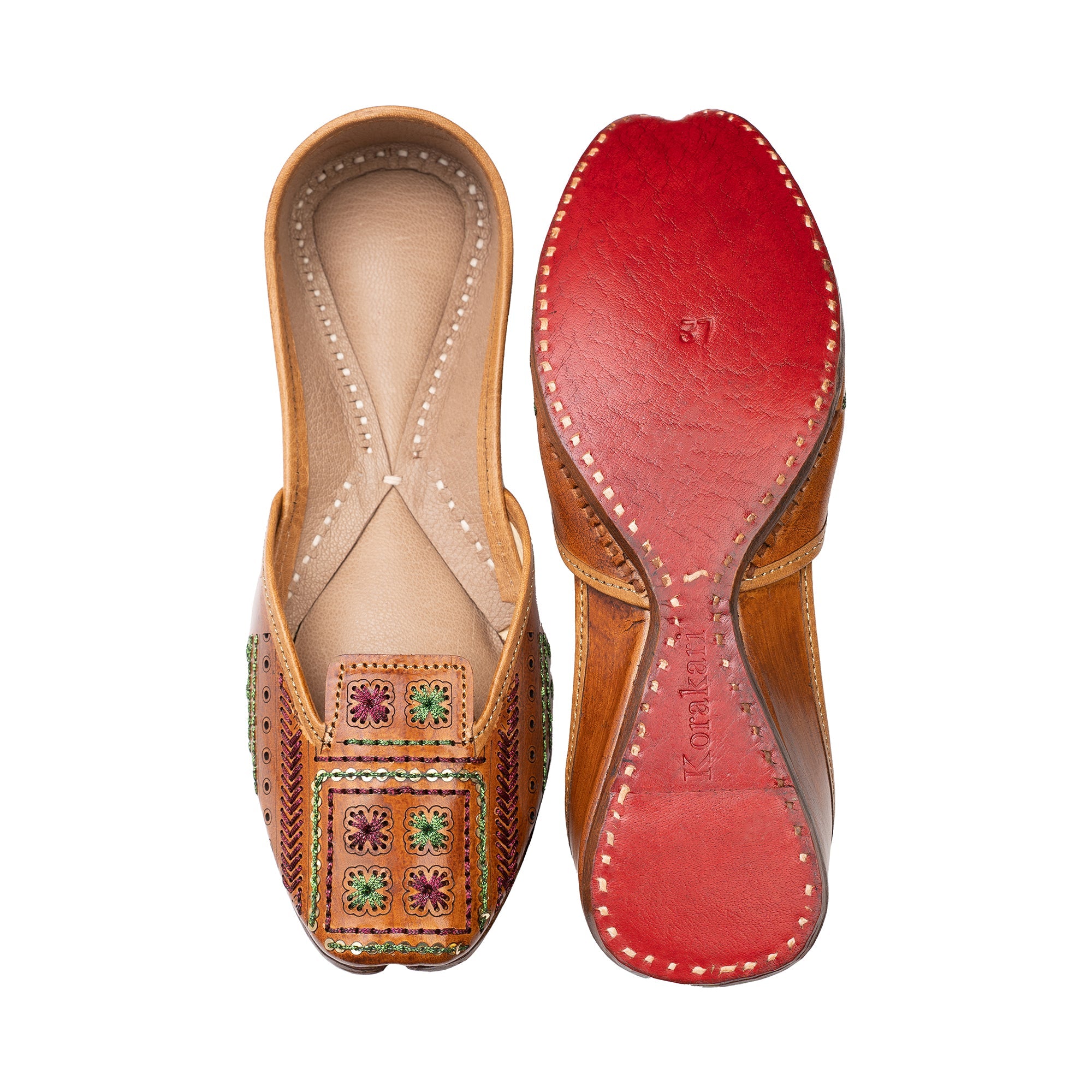 KORAKARI Artsy Tan Women's Kolhapuri Leather Jutti - view 6
