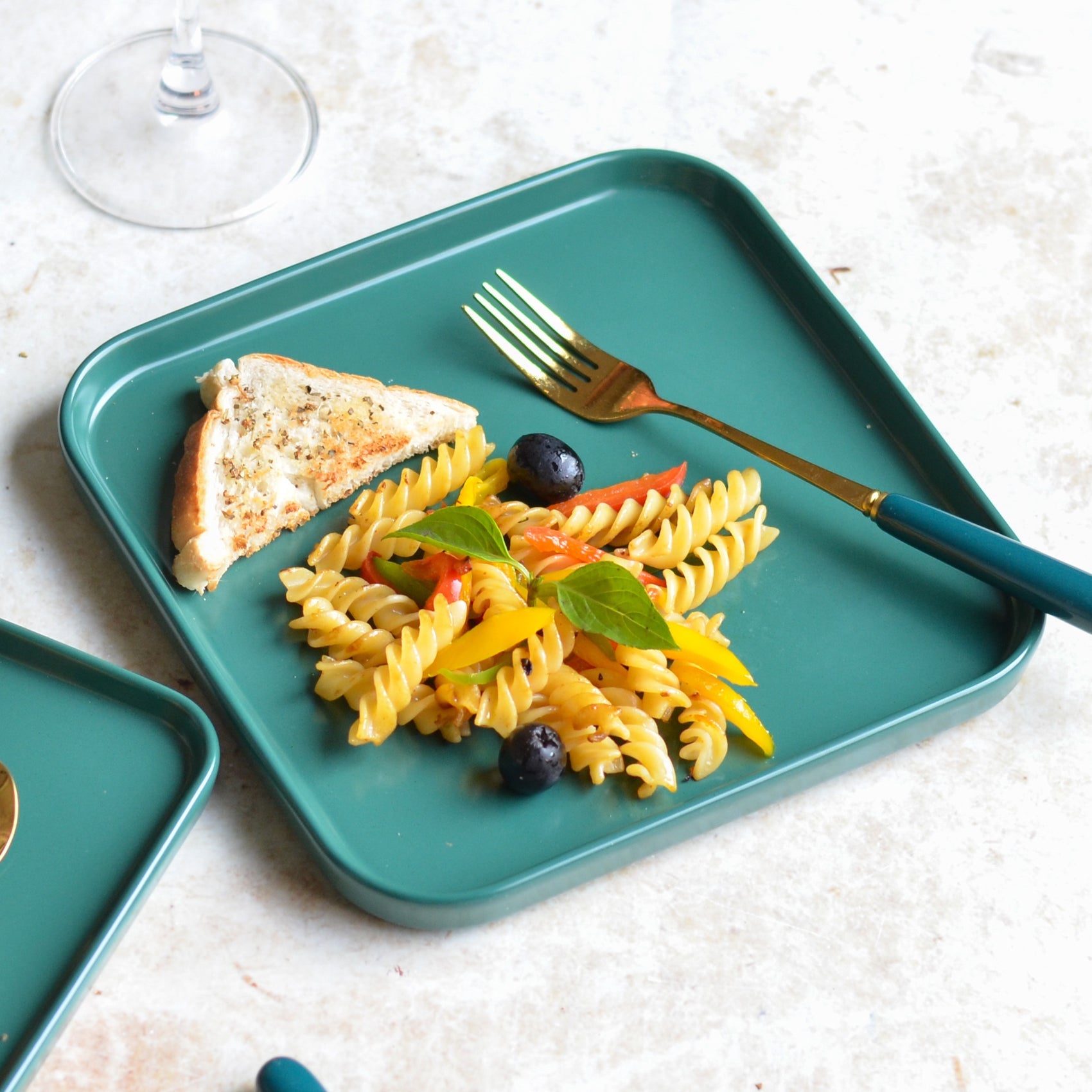 Nestasia Ceramic Square Dining Plate Green