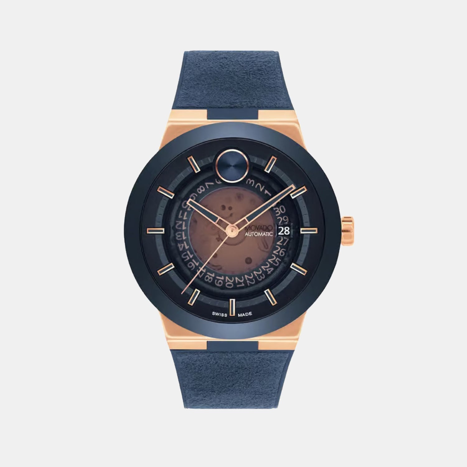 Movado Bold Fusion Automatic Men Quartz Two Tone Dial Analog Rubber Watch 3601005