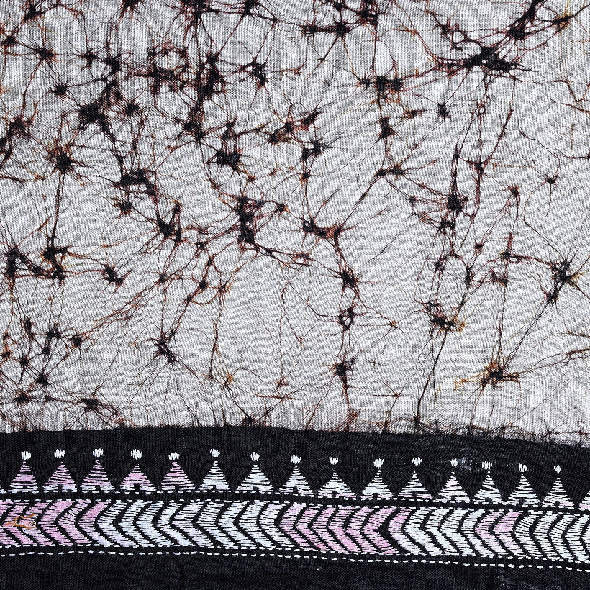 KHUSHBASH - HAPPY LOOM OF EAST Brown - 3pc Kantha Embroidery Cotton Batik Print Dress Material 17 - view 4