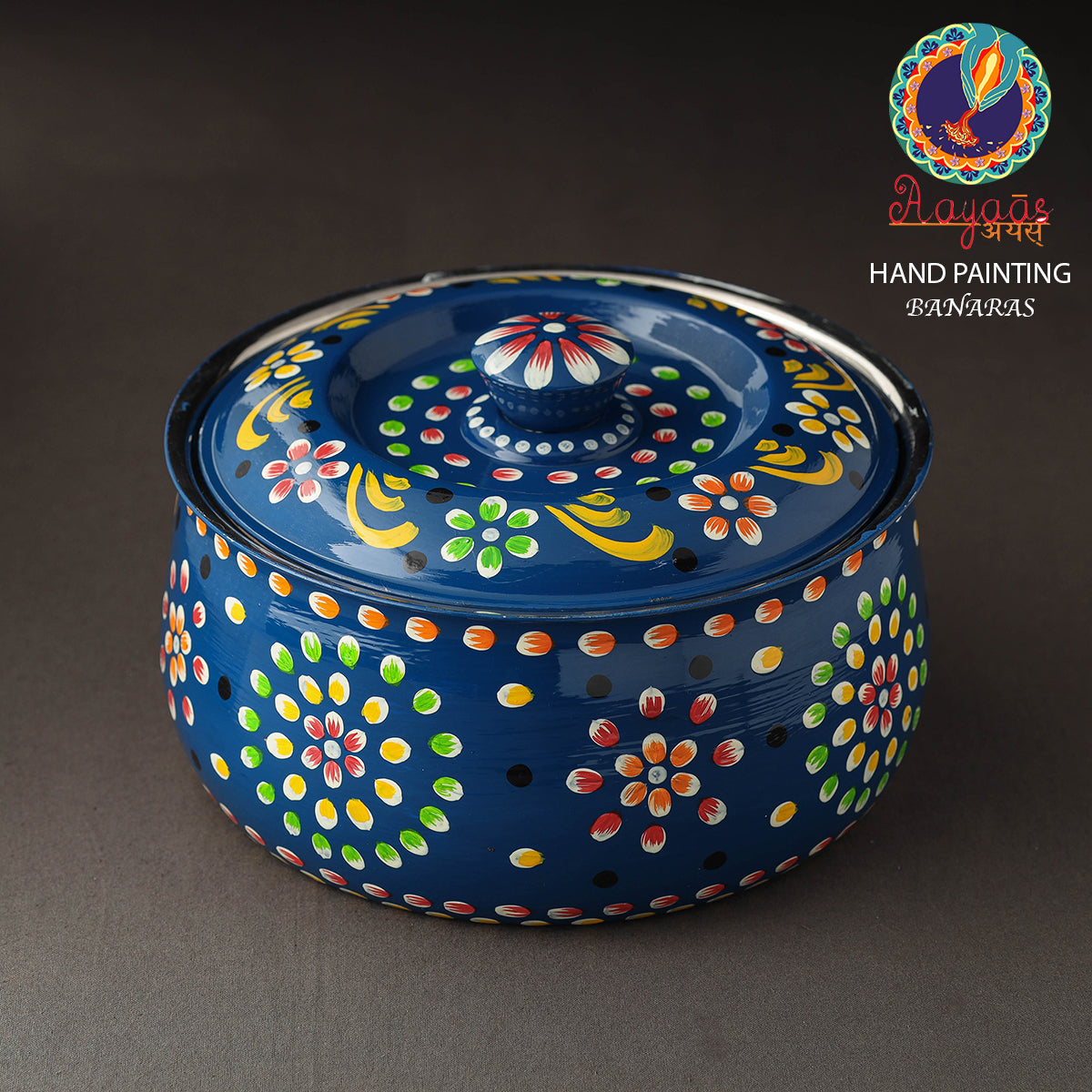 AAYAAS Banaras Handpainted Stainless Steel Casserole