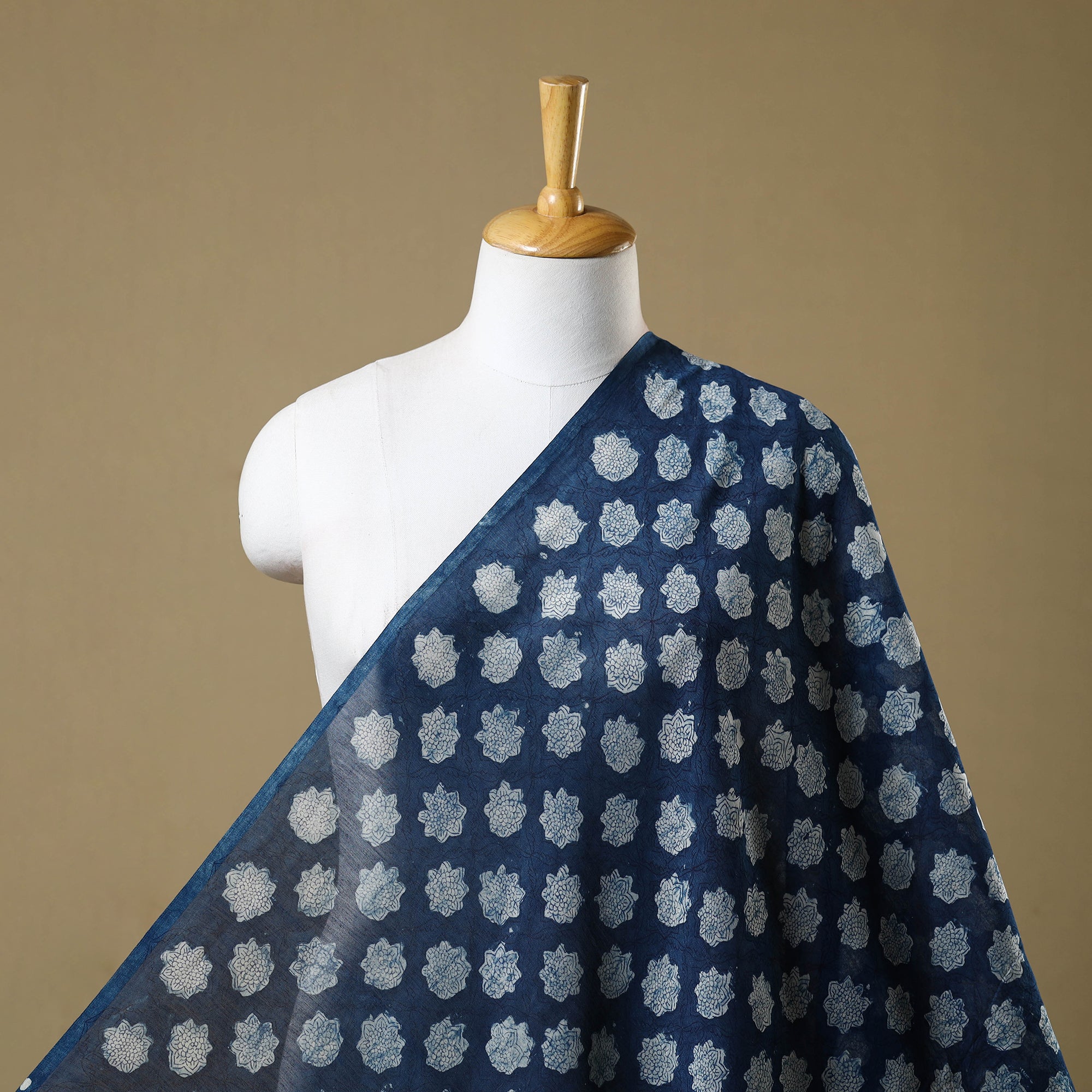 HAVELI CHRONICLES Blue - Hand Block Print Chanderi Silk Bagru Fabric 15