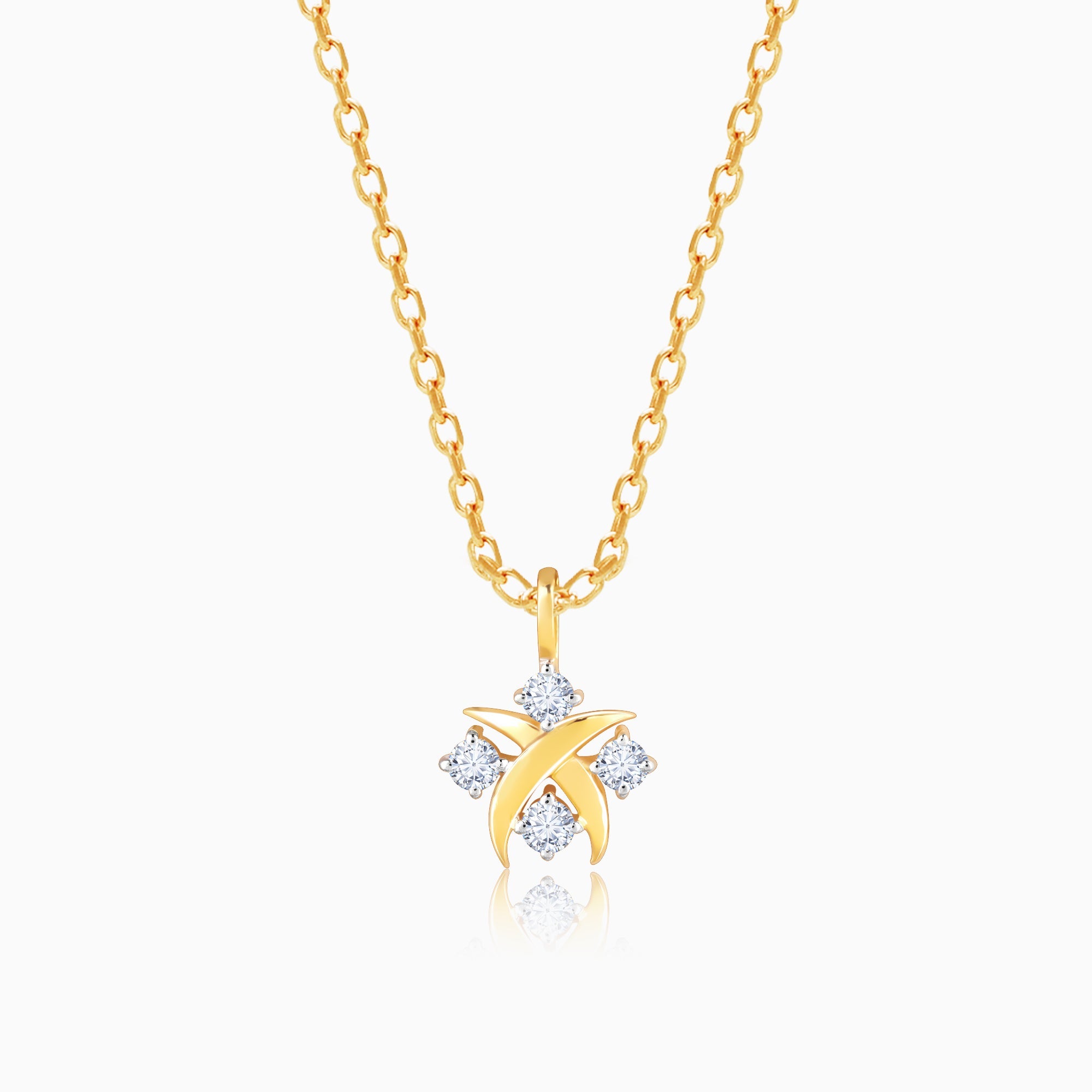 GIVA Jewellery Gold Glorious Quartet Diamond Pendant