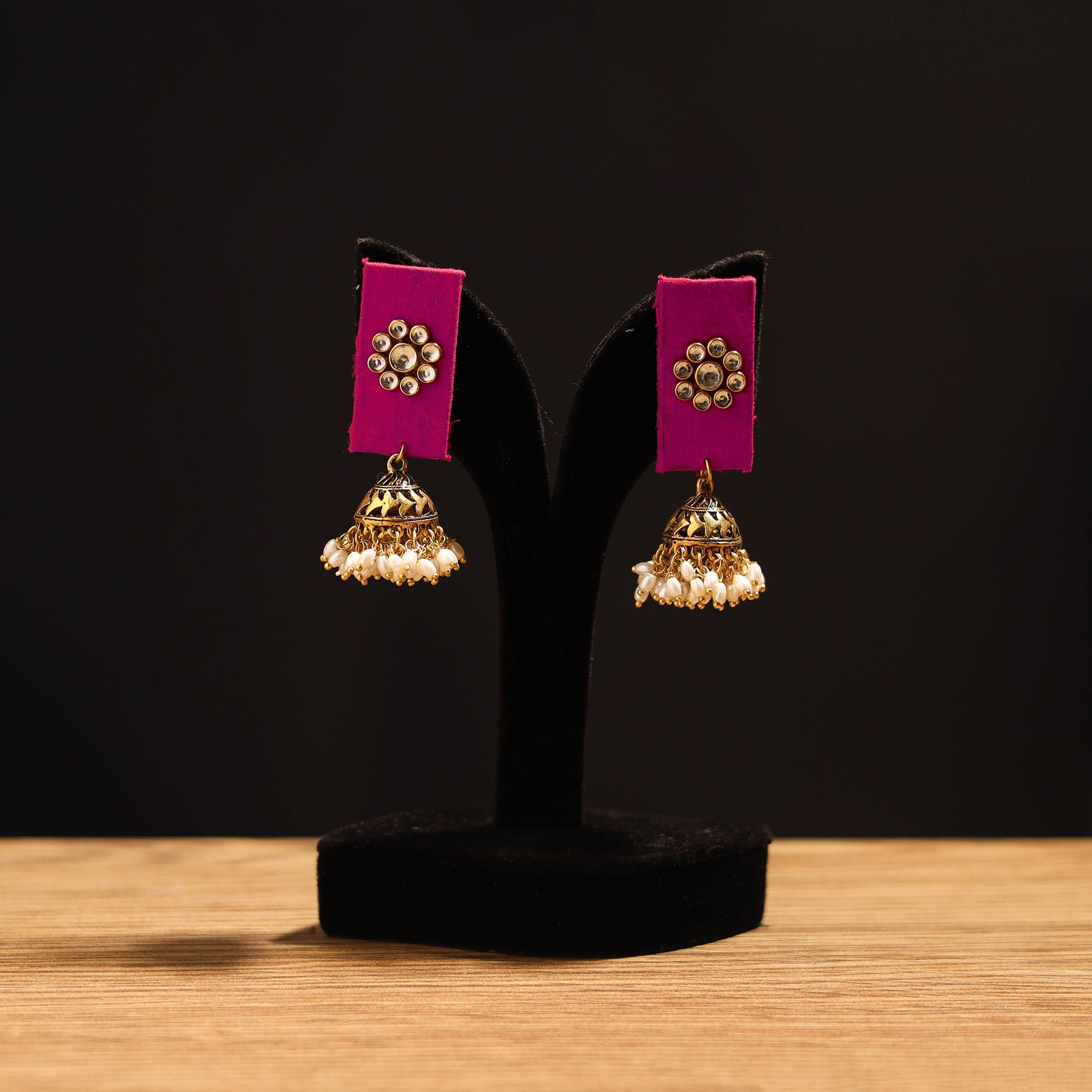 JALPARI Anvika Stone Work Fabart GS Jhumka Earrings