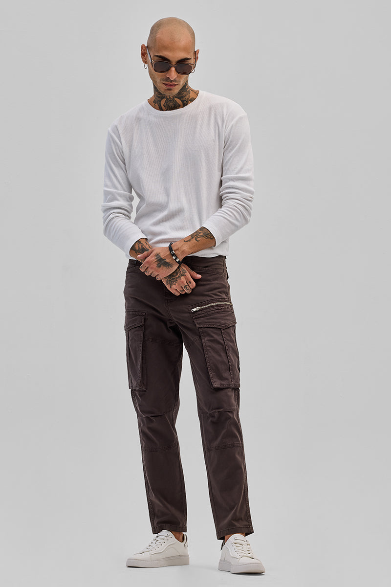 SNITCH Brown Relaxed Fit Cargo Pants - view 3