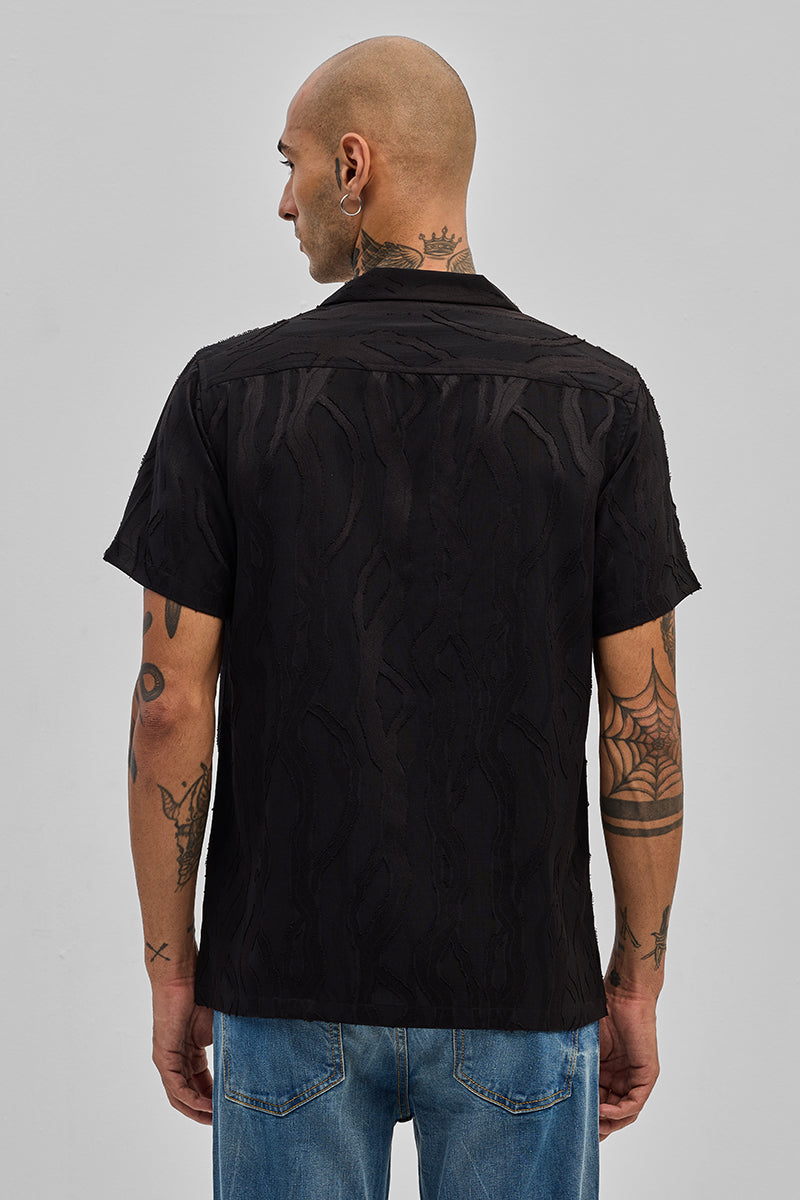 SNITCH Black Textured Box Fit Shirt - view 7