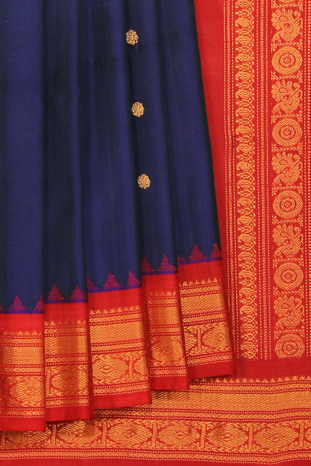 Kalanjali Gadwal Silk Navy Blue Saree – Women's
