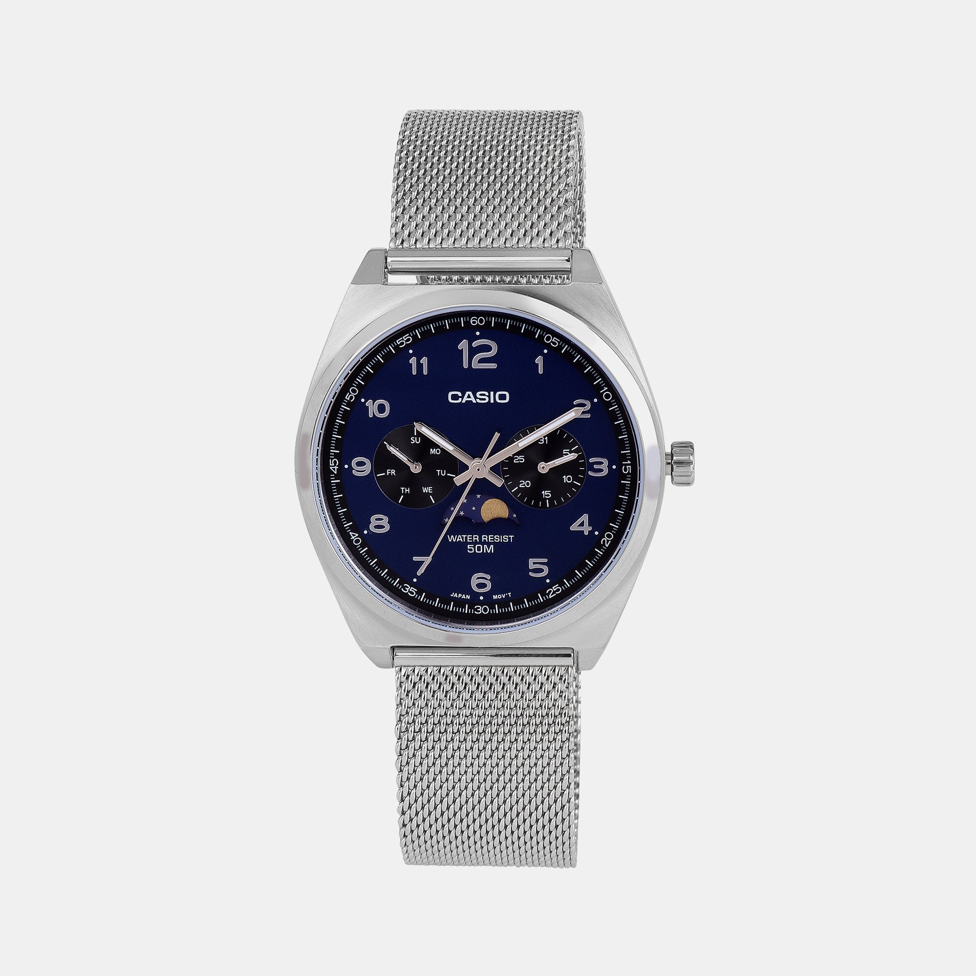 Casio Enticer Men Quartz Blue Dial Chronograph Stainless Steel Watch A2179