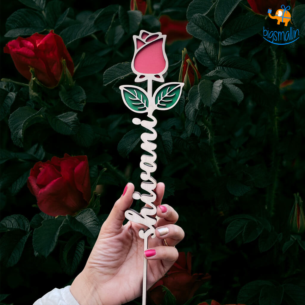 Chitra Chaya Personalized Wooden Rose