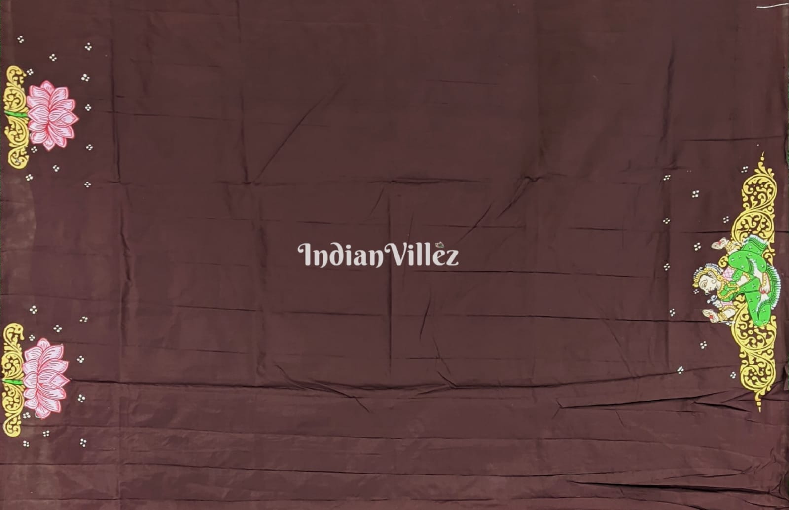 IndianVillèz Arjuna Bows to Navagunjara Pure Hand-Painted Pattachitra Saree - view 11