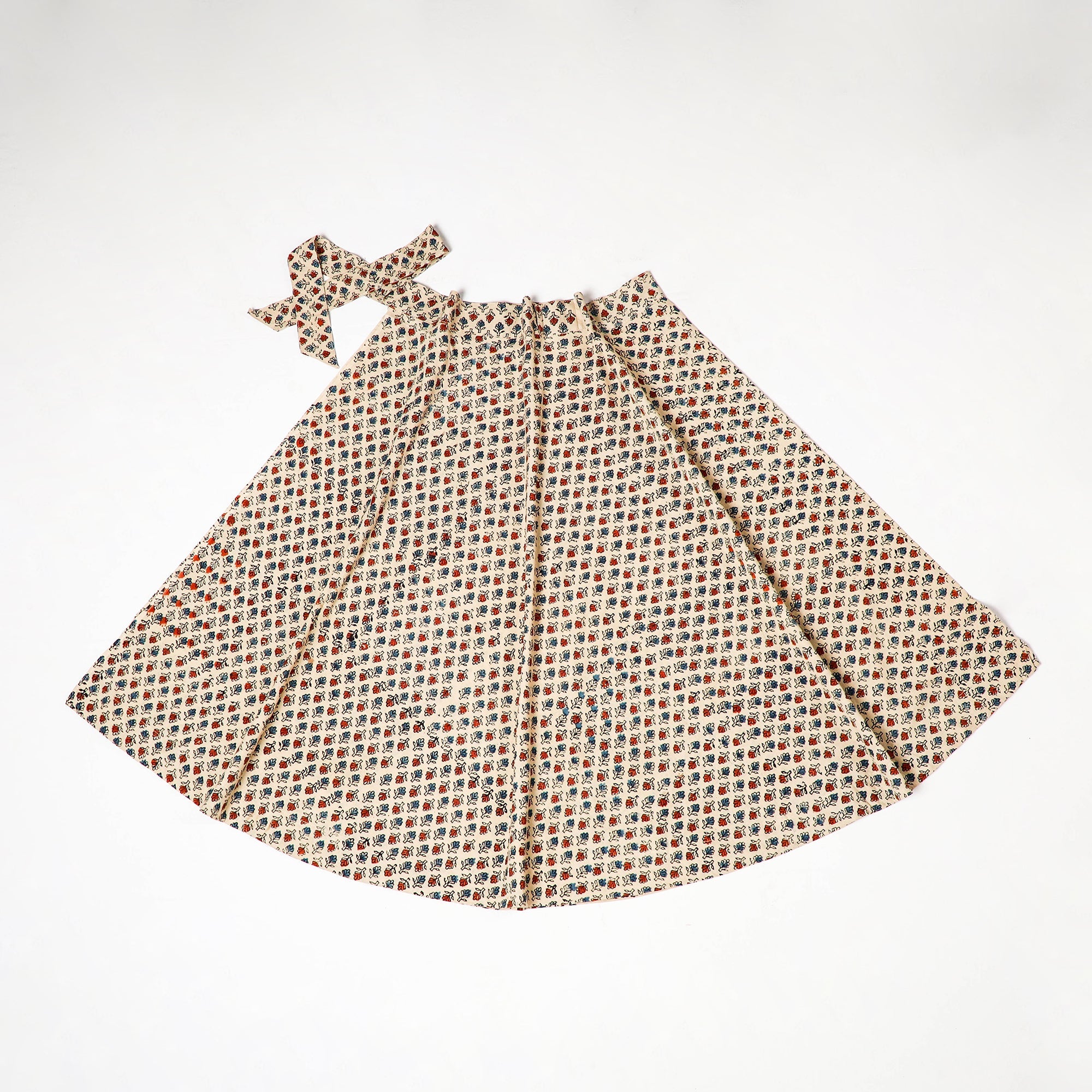 NOORI BAZAR Beige - Block Print Cotton Wrap Around Ajrakh Skirt - view 2