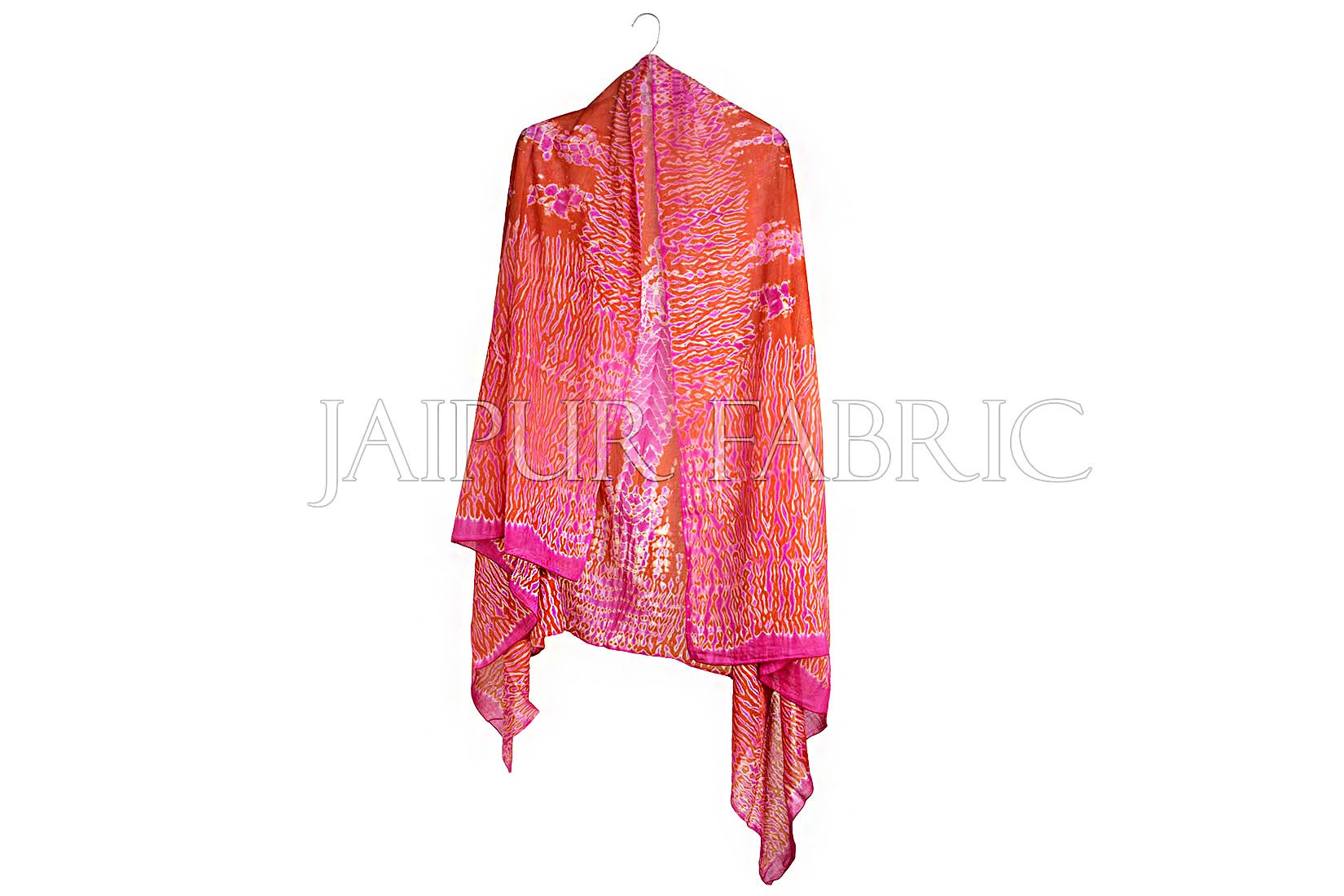 JaipurFabric® Pink and Orange Handmade Bandhej Work Cotton Scarf - view 2