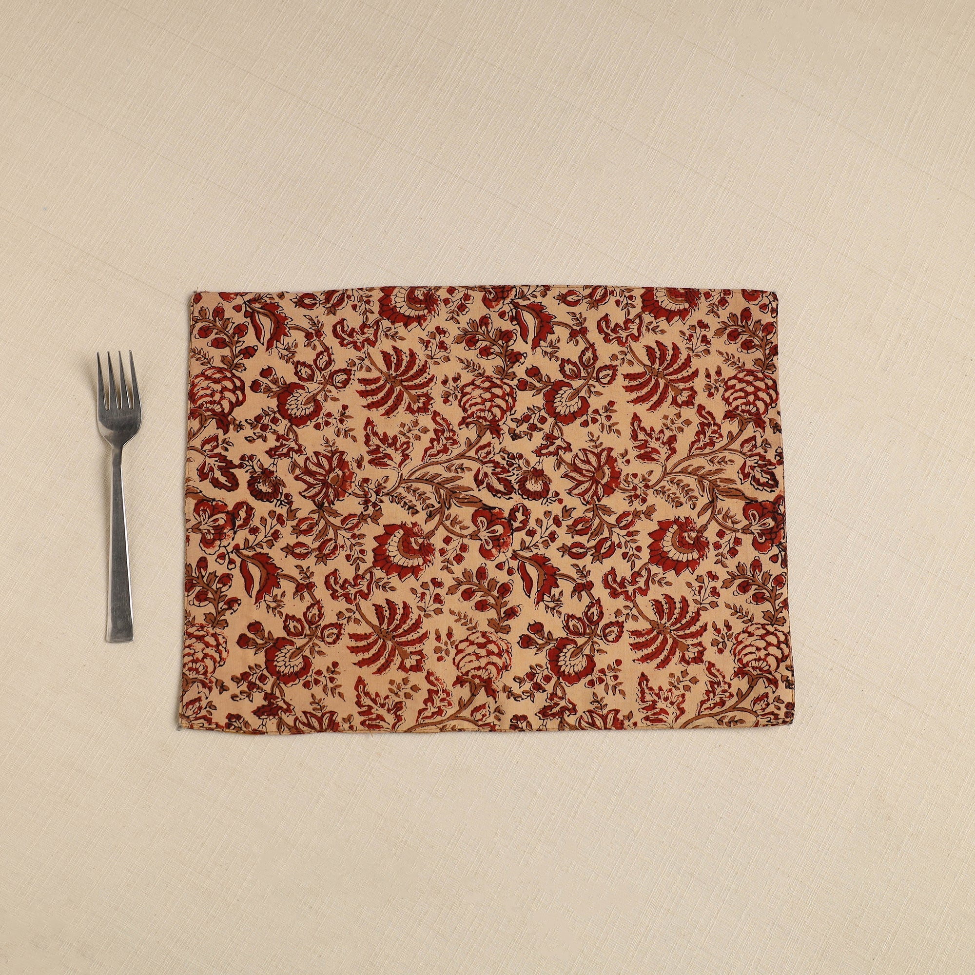 NOORI BAZAR Brown - Floral Print Cotton Reversible Table Mat 02 - view 2