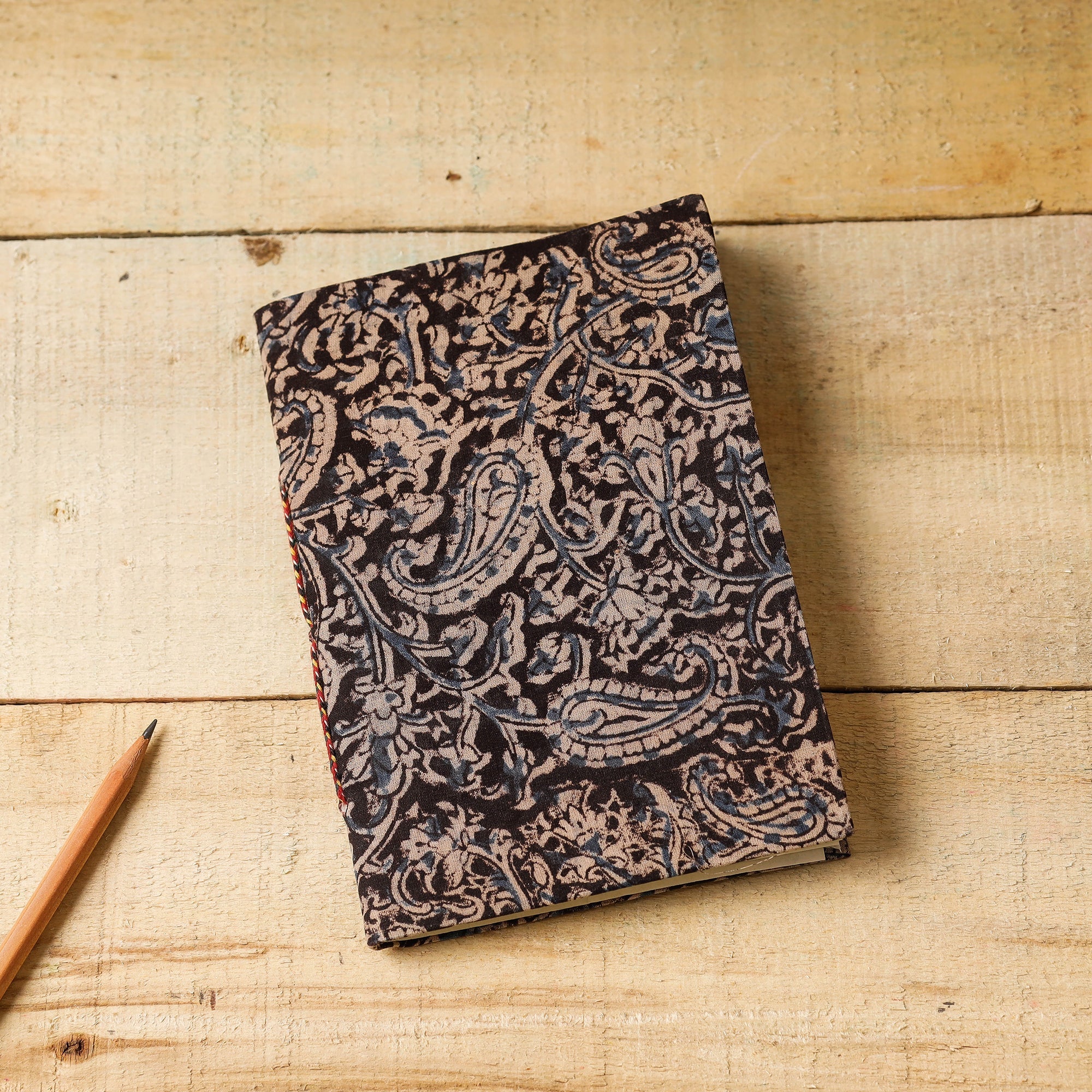BINDAAS UNLIMITED Black - Kalamkari Fabric Cover Handmade Paper Notebook (7 x 5 in)