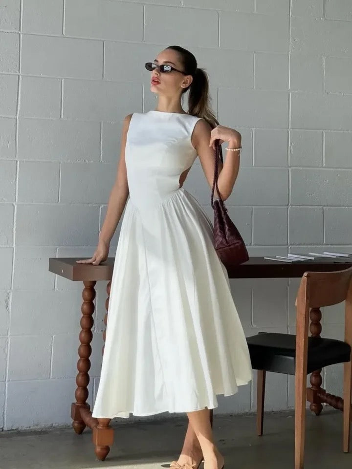 Alamode By Akanksha Selma A Line Midi Dress in White
