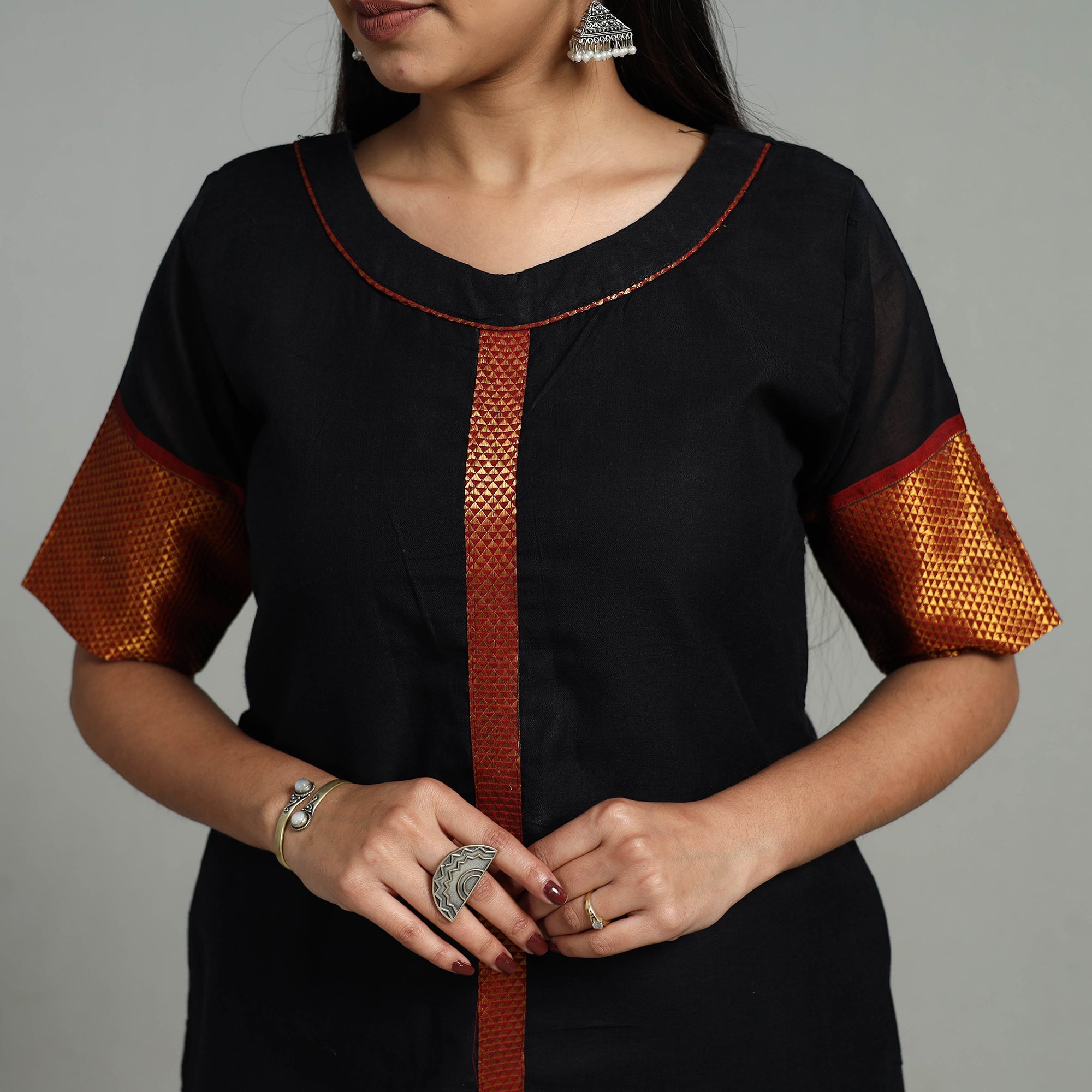 ITOKRI CASUALS Black - Cotton Dharwad Kurta Set with Palazzo & Dupatta 07 - view 6