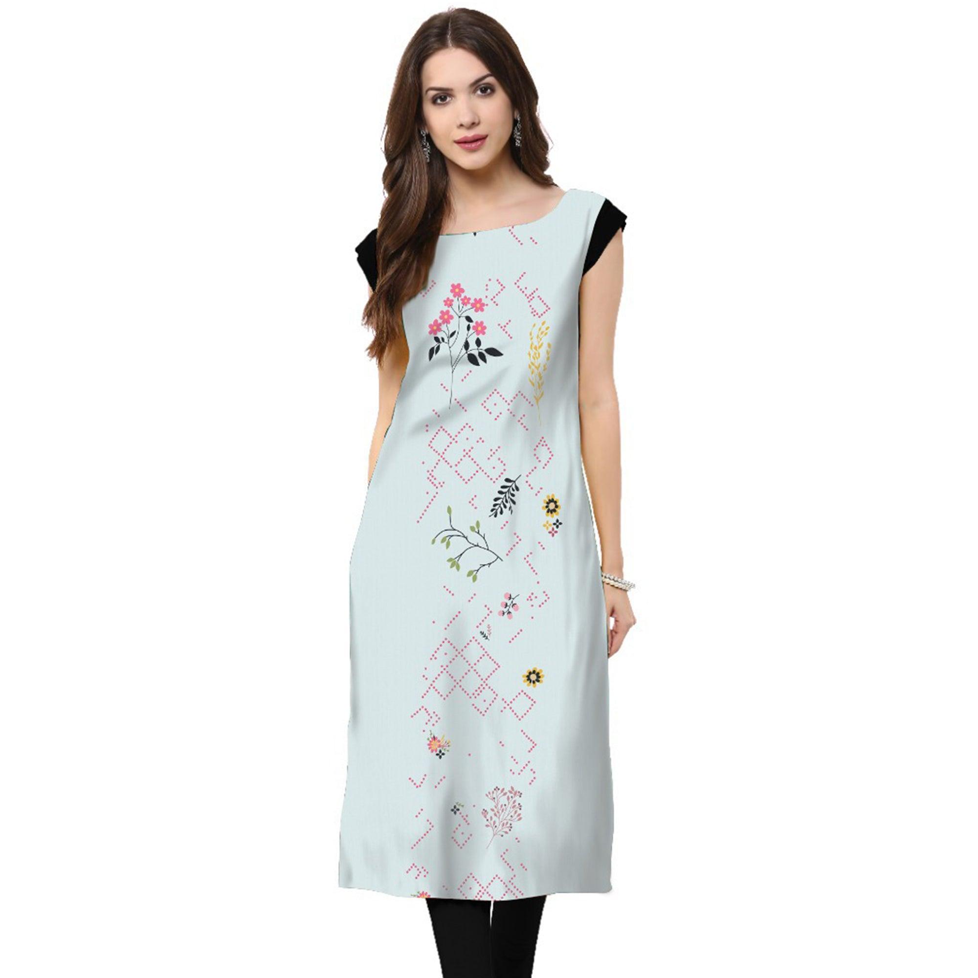 Peachmode Seller Multi Color Casual Wear Digital Printed Crepe Kurti