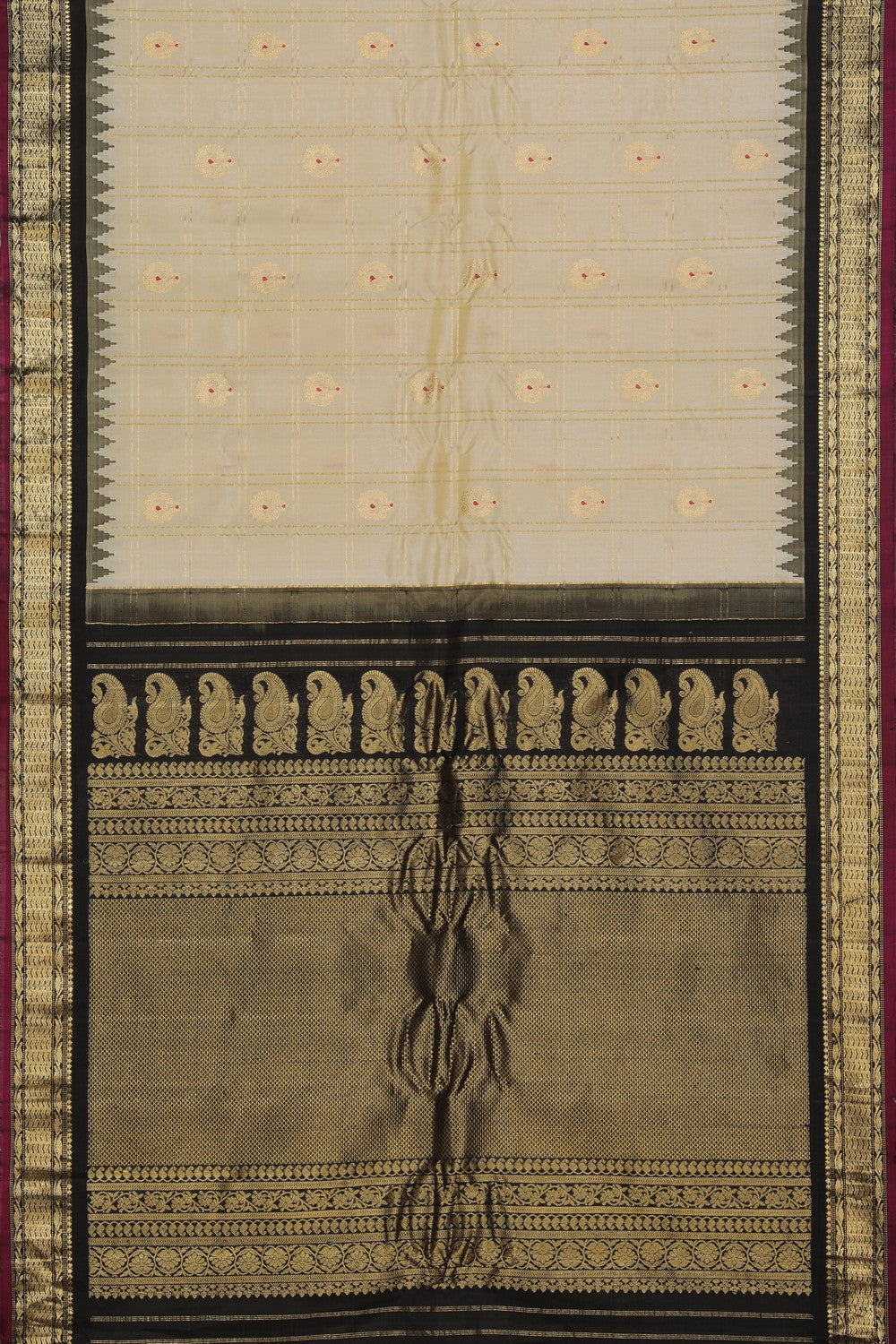 Kalanjali Gadwal Silk Off-White Saree – Women's - view 4