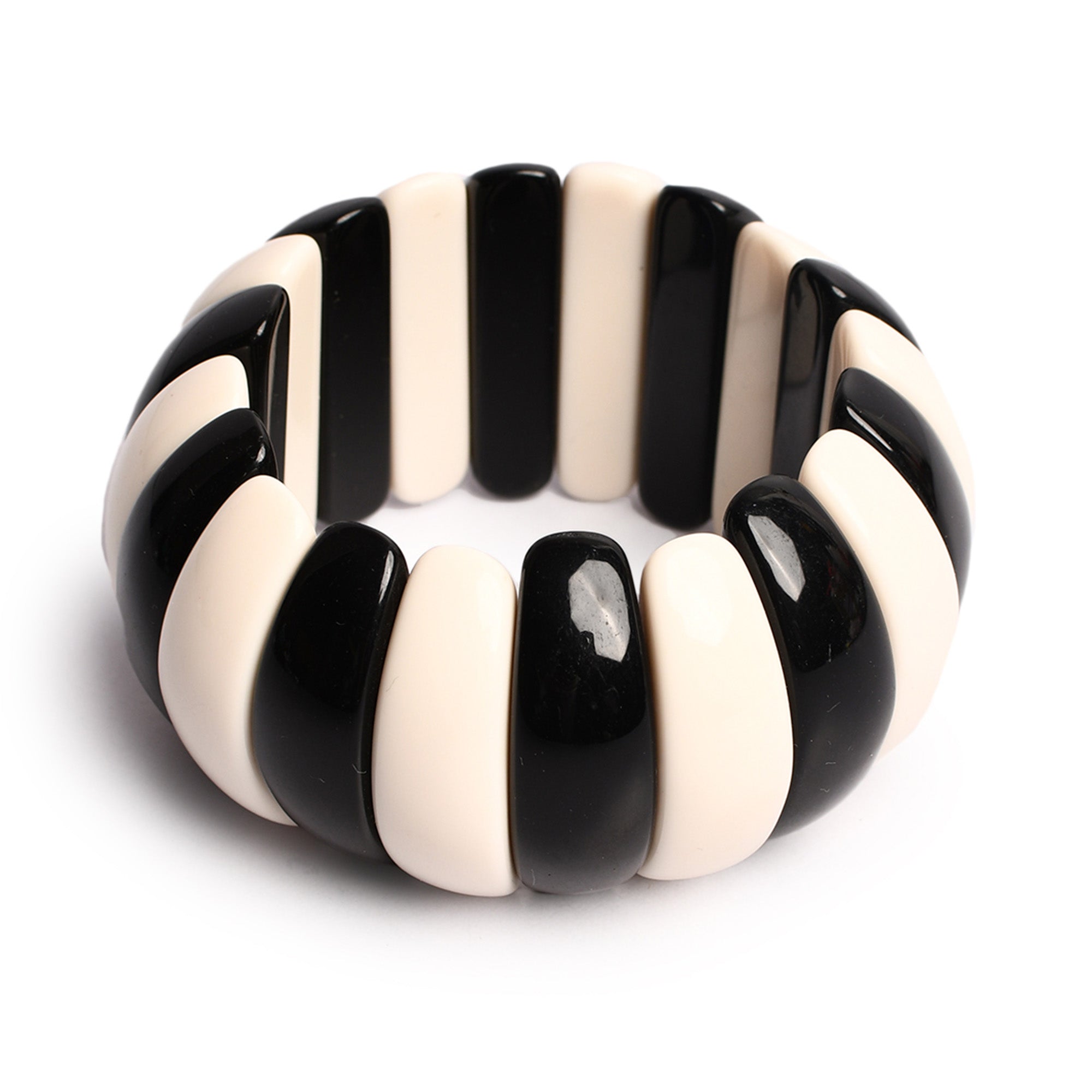 Black & White Beaded Stretchable Bracelet by Bamboo Tree Jewels - view 5