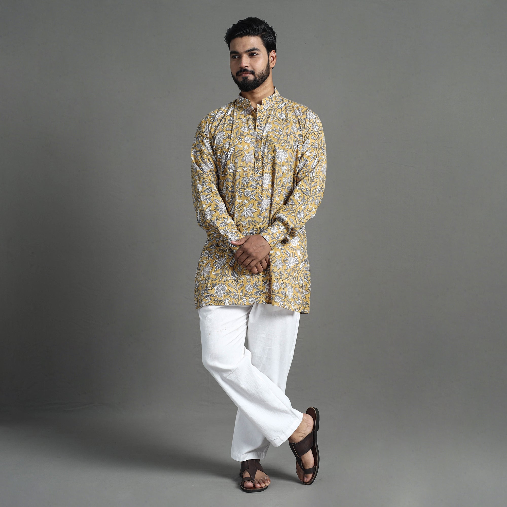ITOKRI CASUALS Block Print Cotton Sanganeri Kurta for Men (Short) 05 - view 2