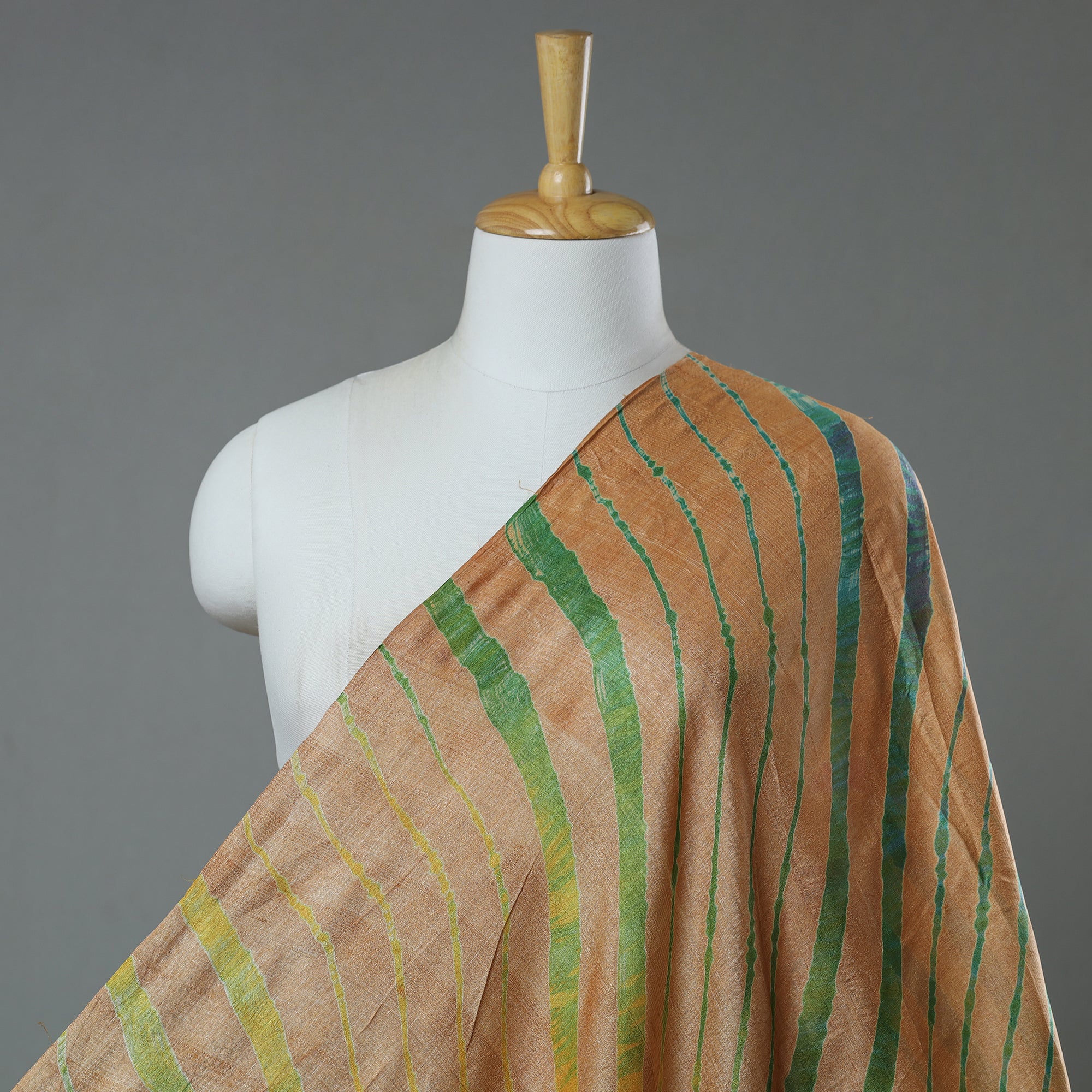 LEHARIYA BY BADSHAH MIYAN Brown - Leheriya Tie-Dye Tussar Silk Handloom Fabric 83