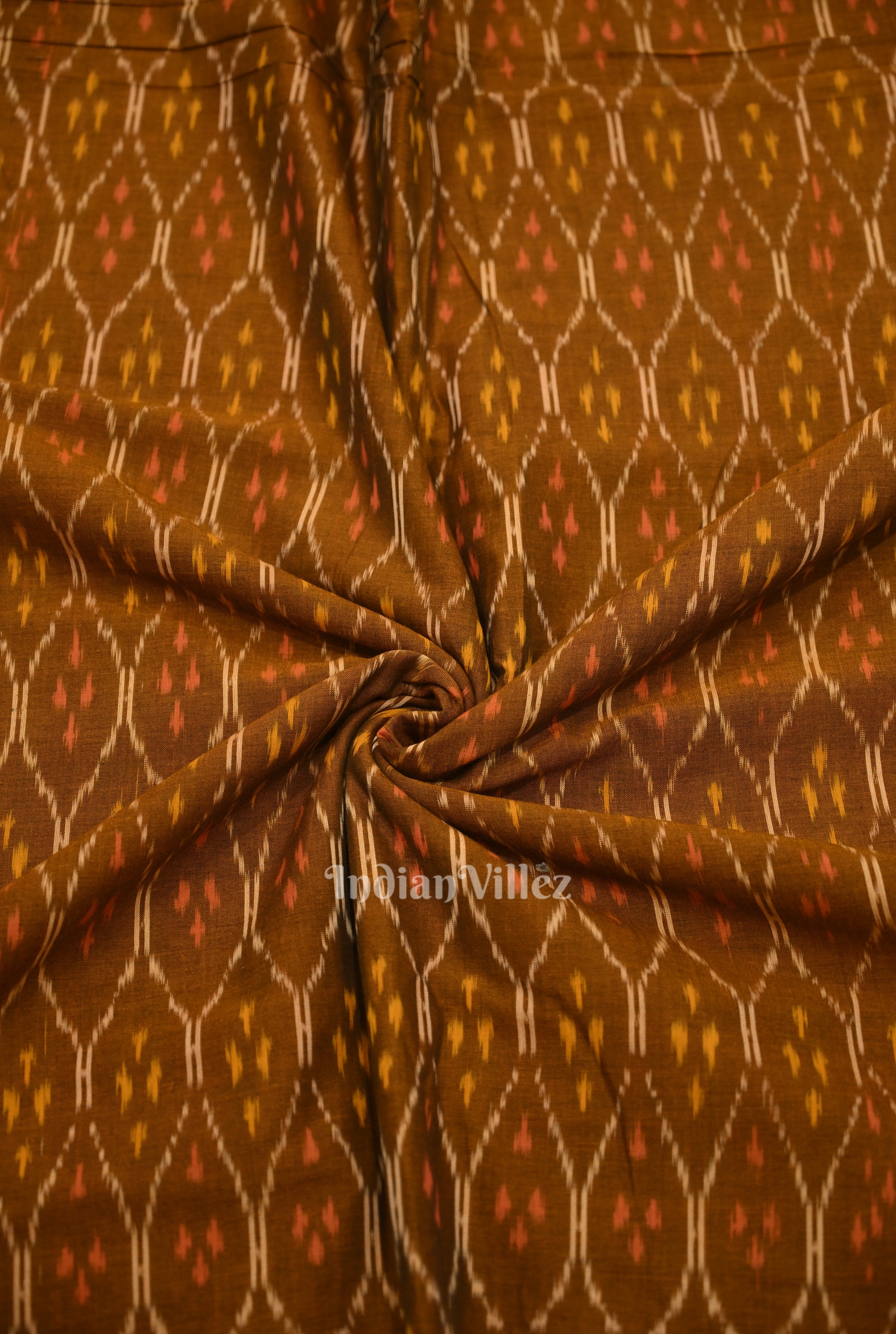 IndianVillèz Mustard Yellow Pochampally Ikat Cotton Fabric