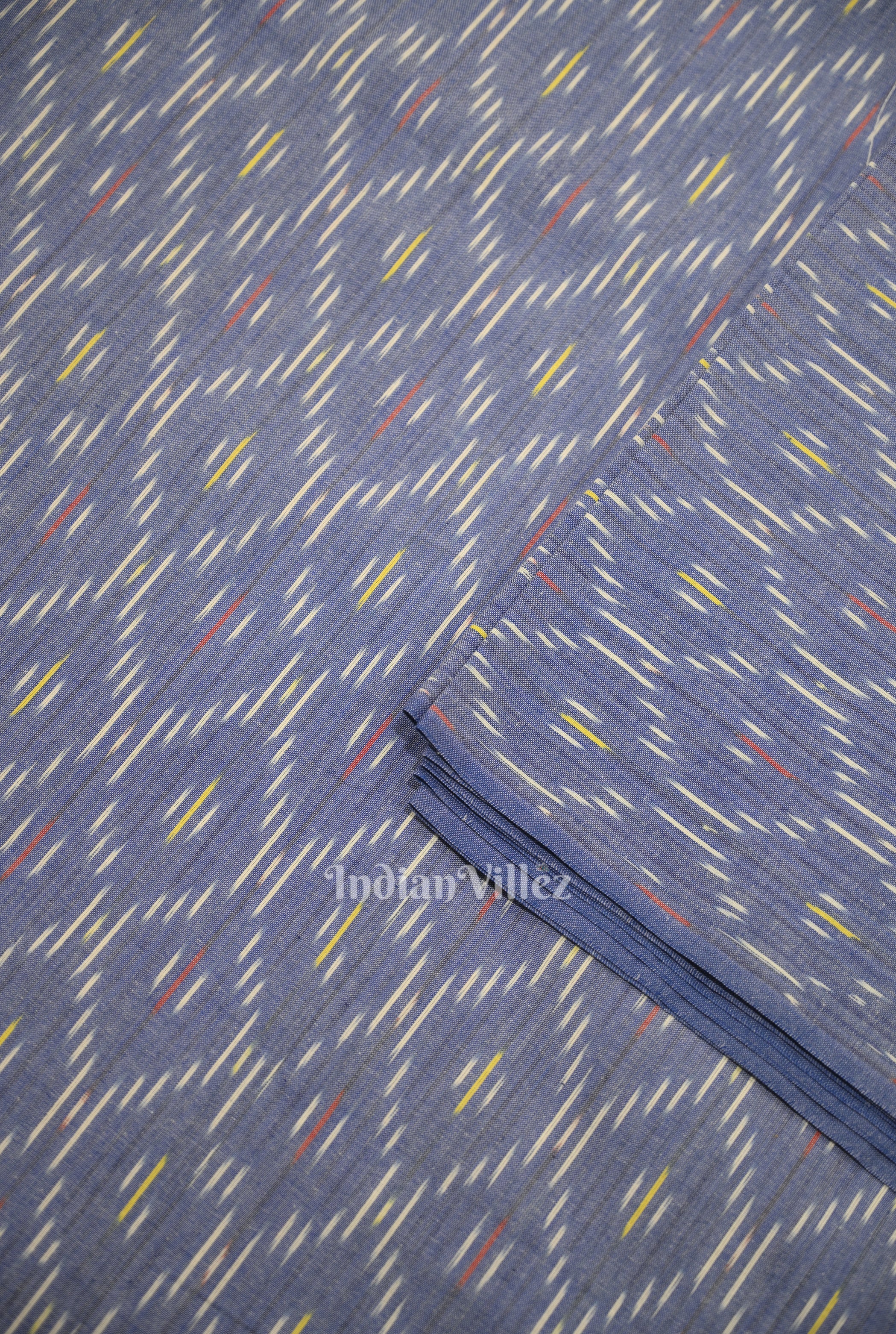 IndianVillèz Surf Blue Pochampally Ikat Cotton Fabric - view 2
