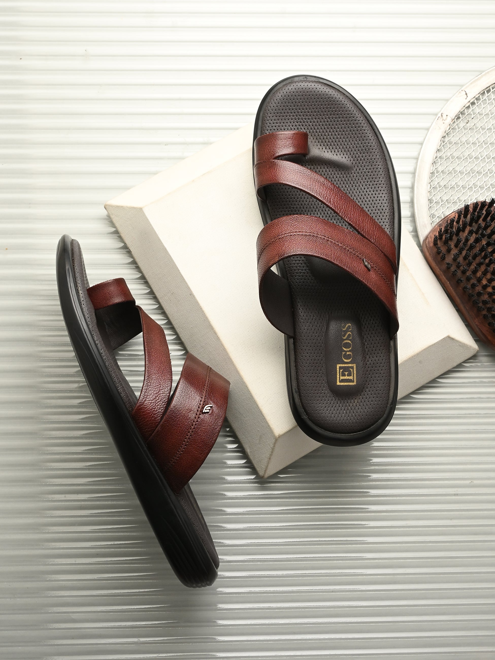 Egoss Shoes Egoss Leather Slippers For Men