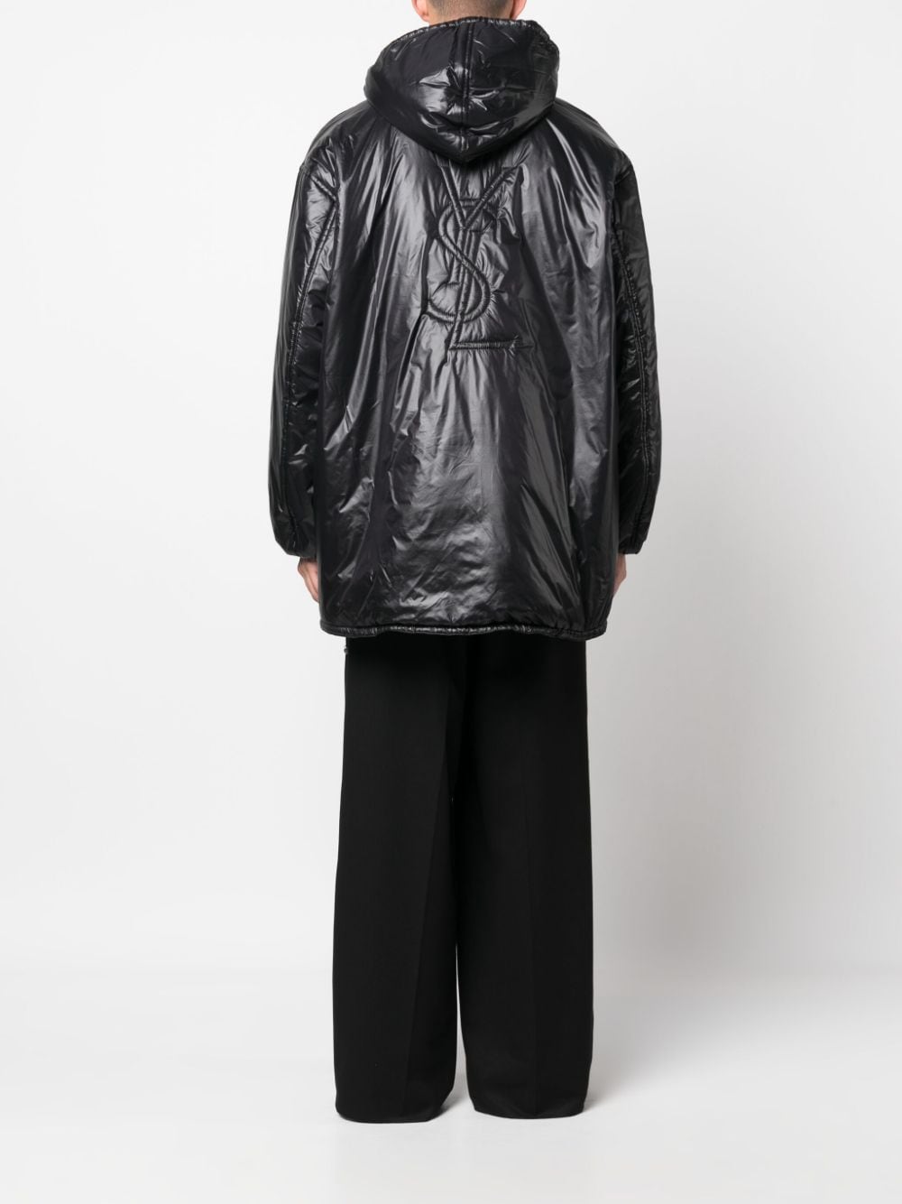 Saint Laurent Cassandre logo-embossed hooded raincoat - view 2