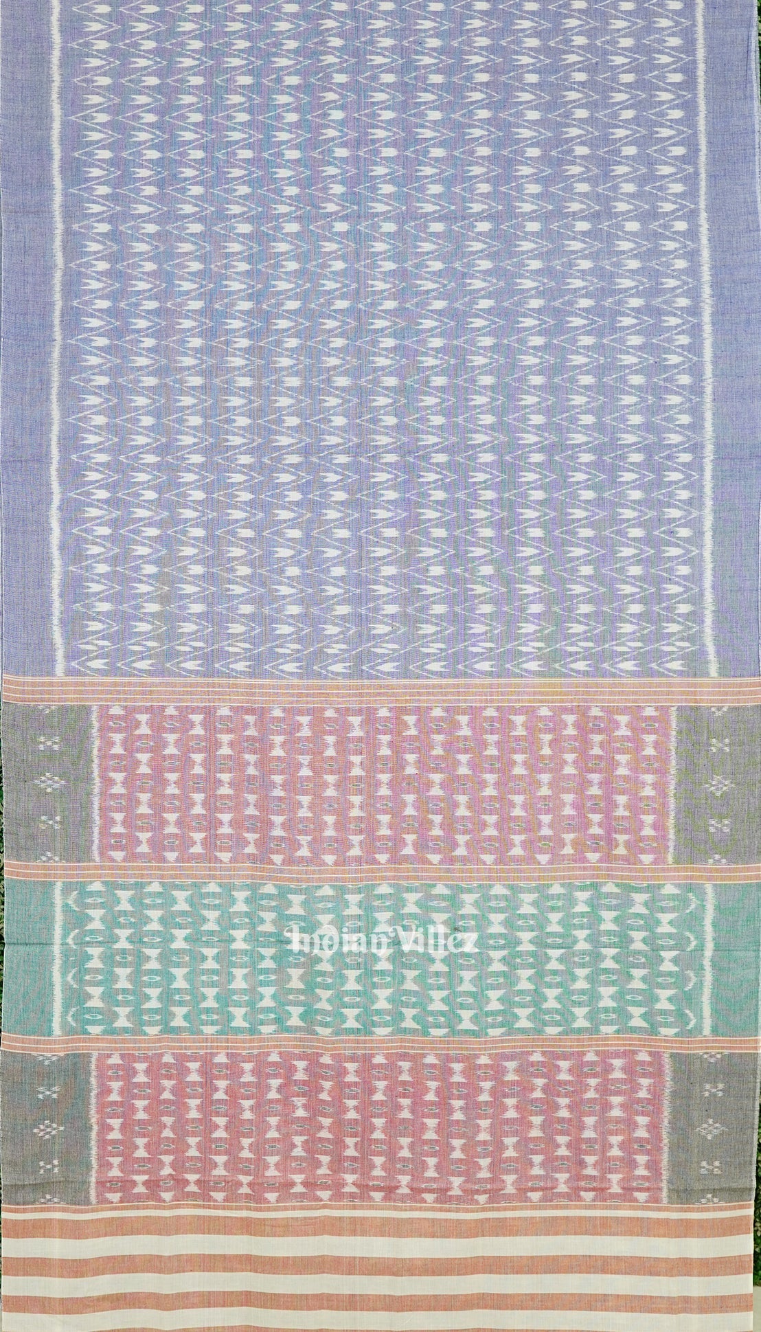 IndianVillèz Blue Grey Odisha Sambalpuri Ikat Cotton Saree - view 3