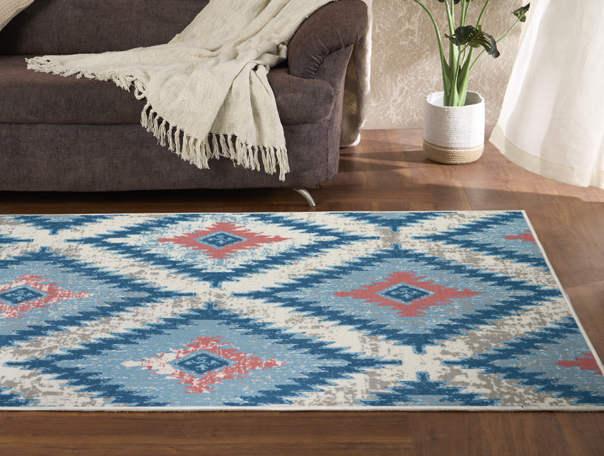 Spaces India Anti Skid Teal Wonder Full Carpet By Welspun