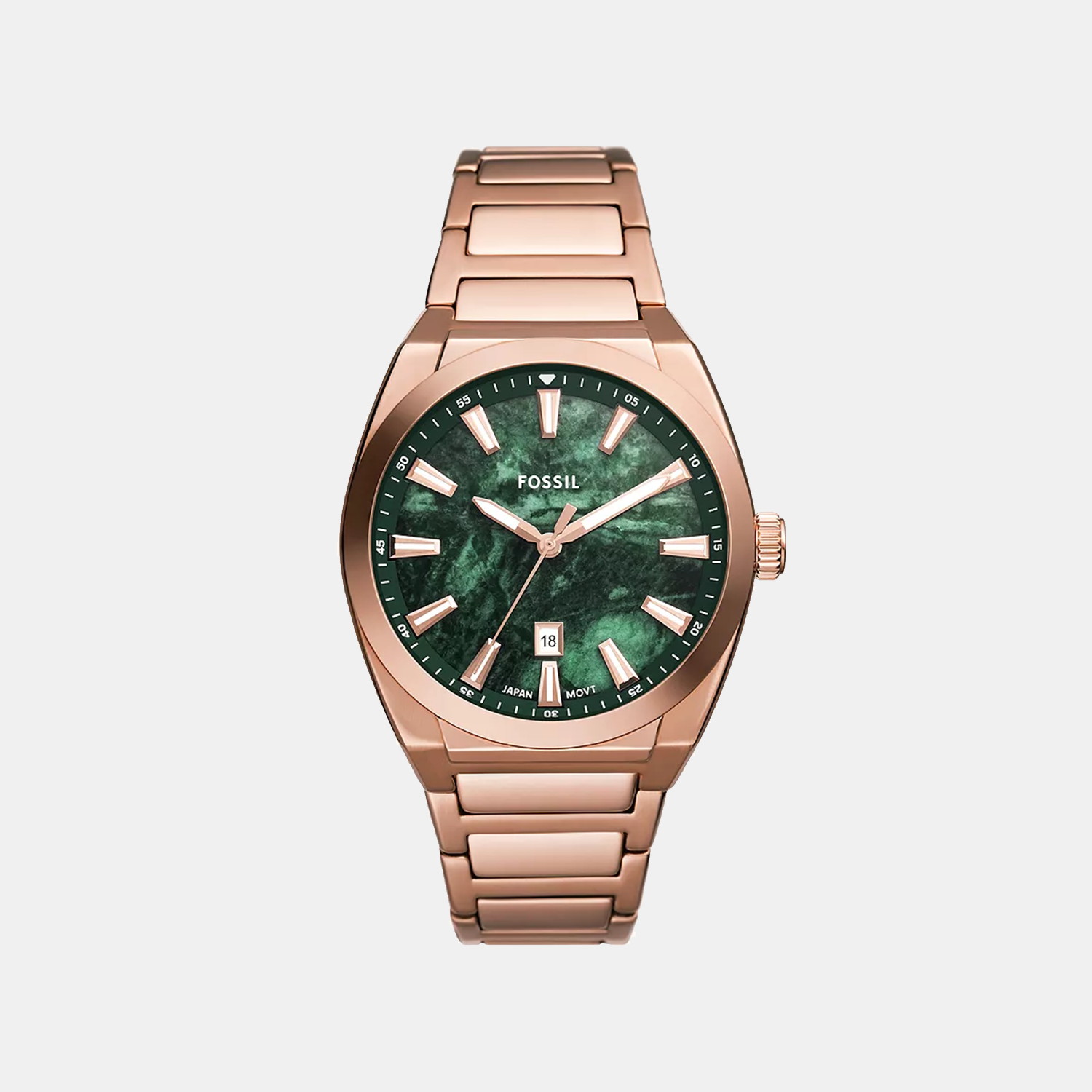 Fossil Everett Men Quartz Green Dial Analog Stainless Steel Watch FS6074