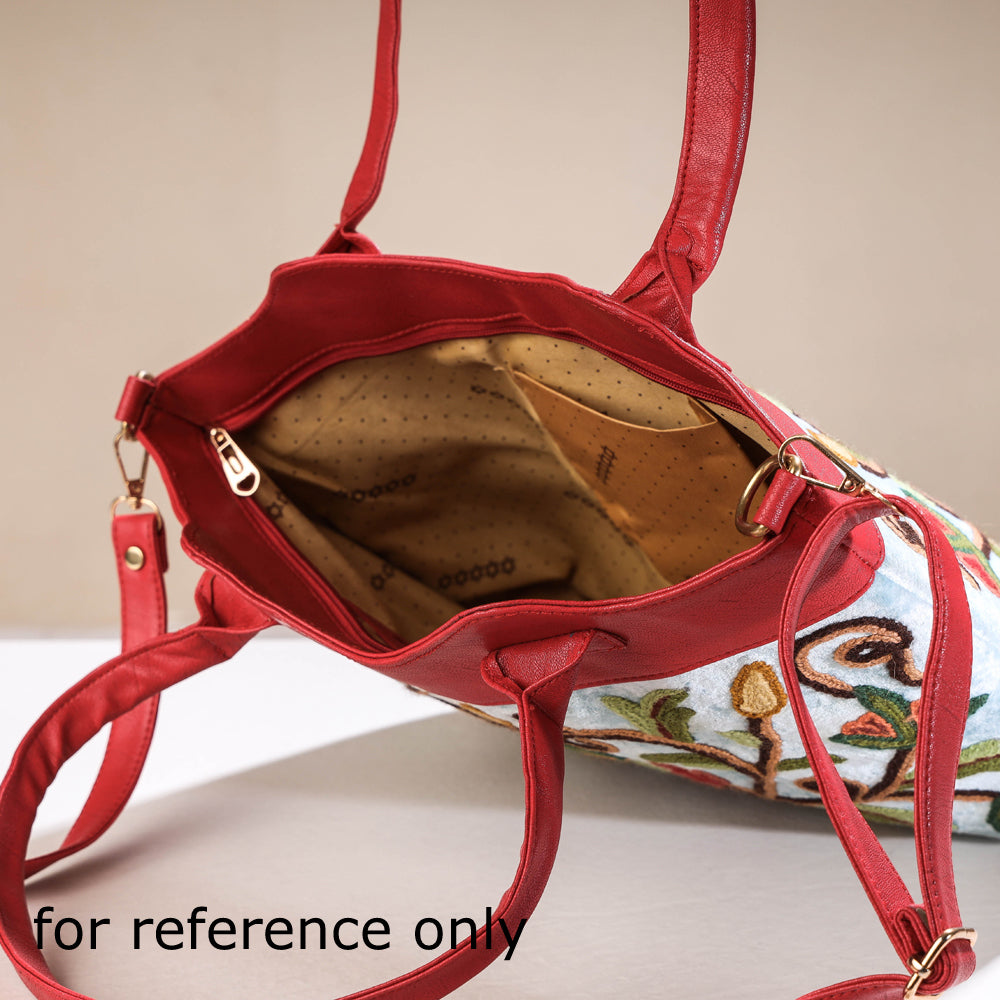 ITOKRI CRAFTS INITIATIVE Beige - Original Crewel Hand Embroidered Hand Bag with Leather Handle - view 5