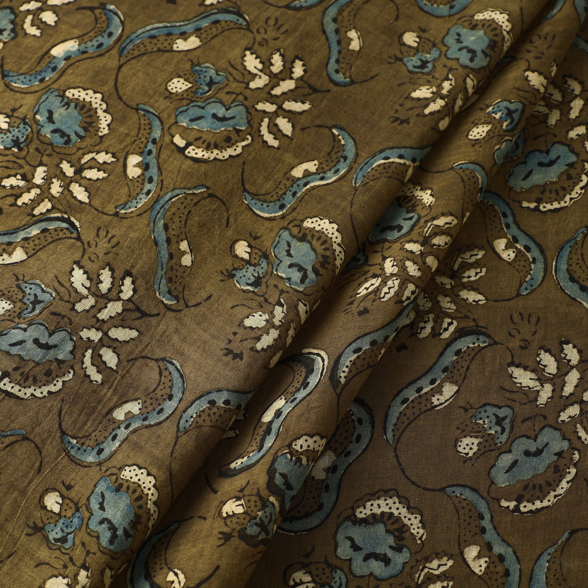 AJRAKH BY SUFIYAN ISMAIL KHATRI Brown - Ajrakh Hand Block Printed Mul Cotton Fabric 09 - view 2