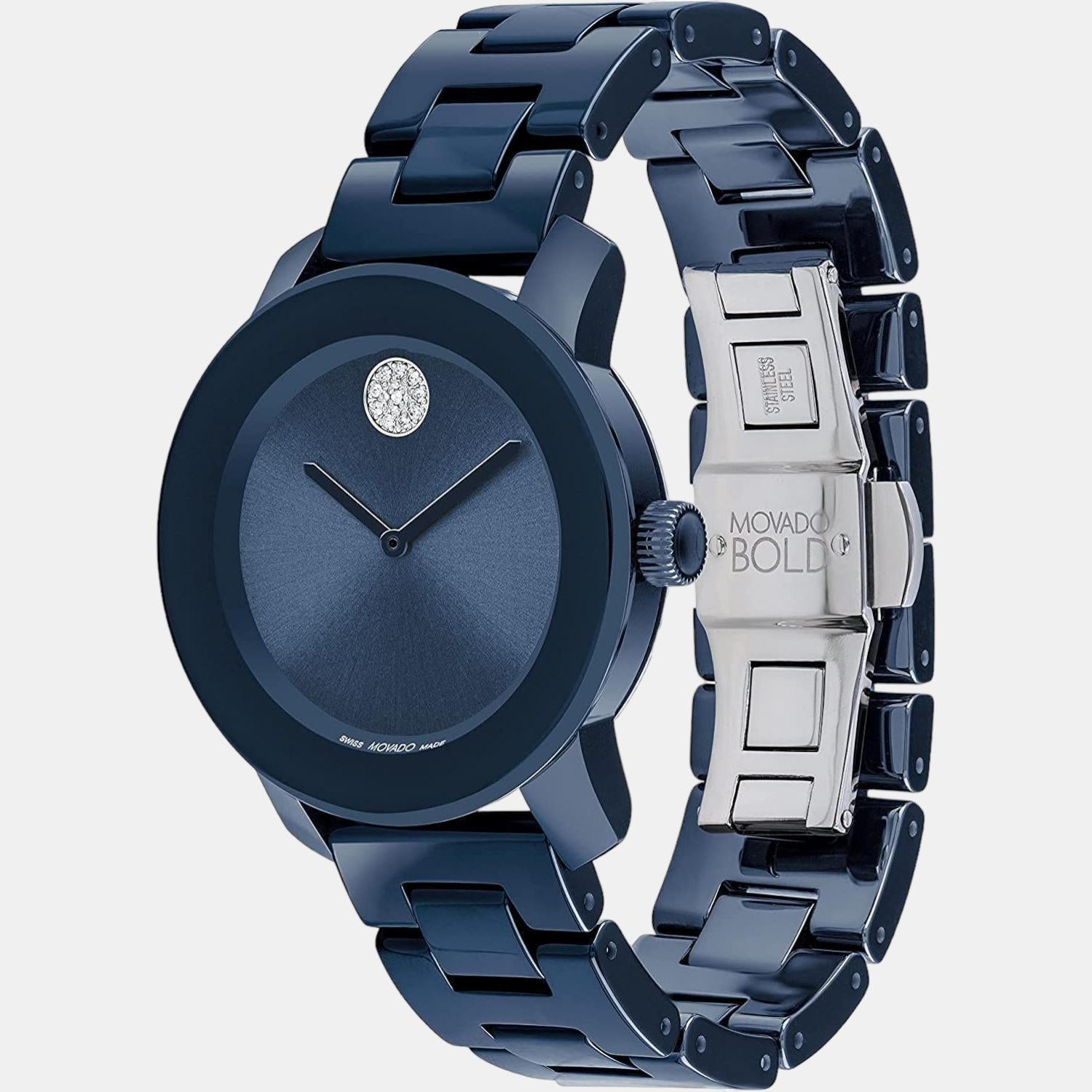 Movado Bold Women Quartz Blue Dial Analog Stainless Steel Watch 3600805 - view 2
