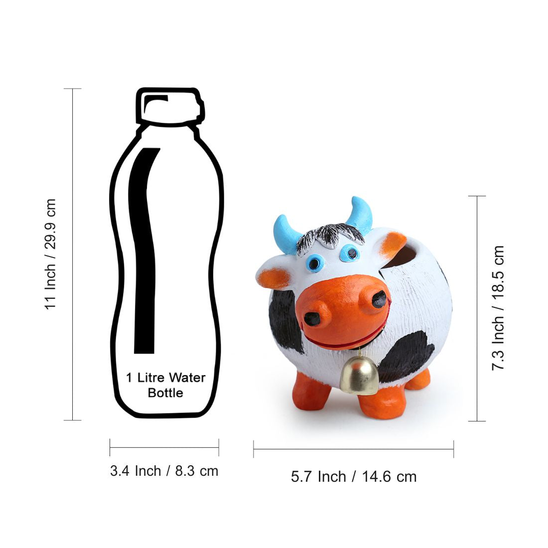 EXCLUSIVELANE 'Playful Cow' Handmade & Handpainted Terracotta Planter Pot (8 Inch) - view 8
