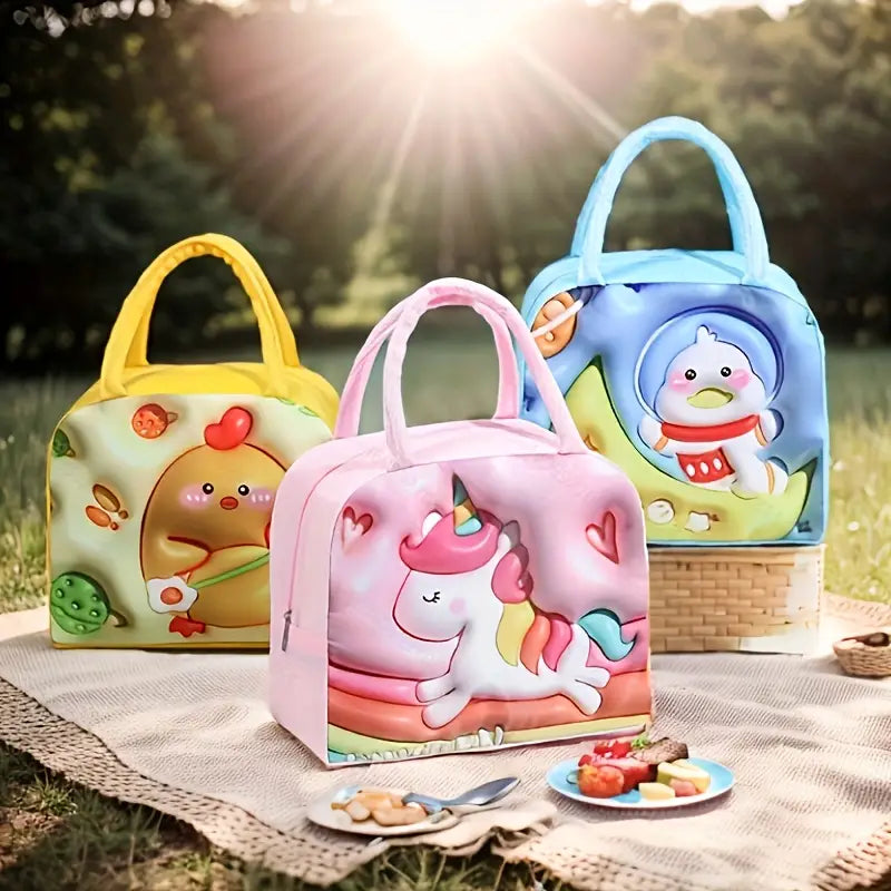 Roposo Clout 3D Print Lunch Box Bag (Pack of 3)
