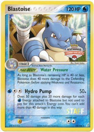Pokémon Blastoise - 14/100 - Staff 2007 Nationals Rare [Non-Holo]