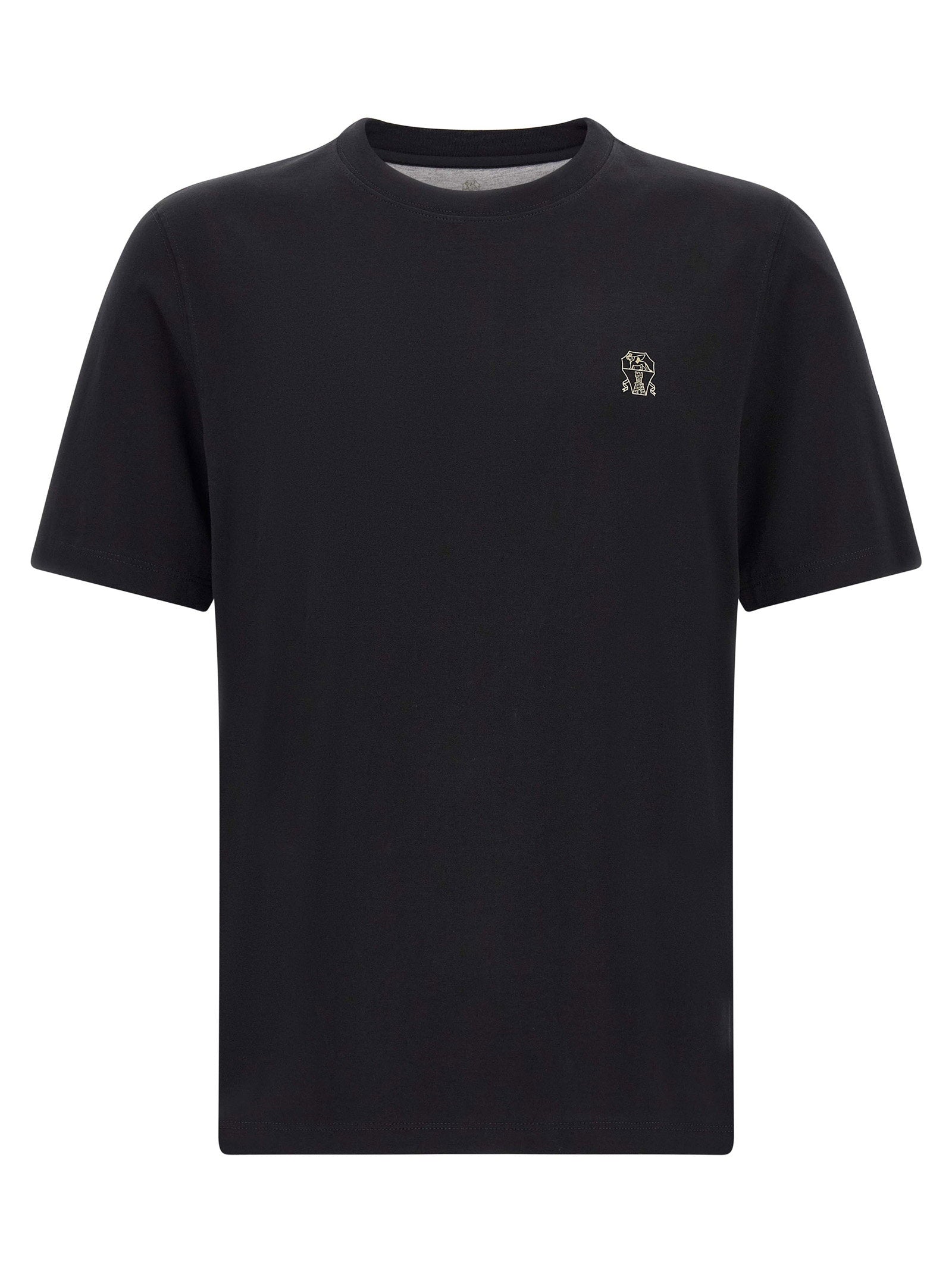 Brunello Cucinelli Logo Embroidery T-shirt – 100% cotton