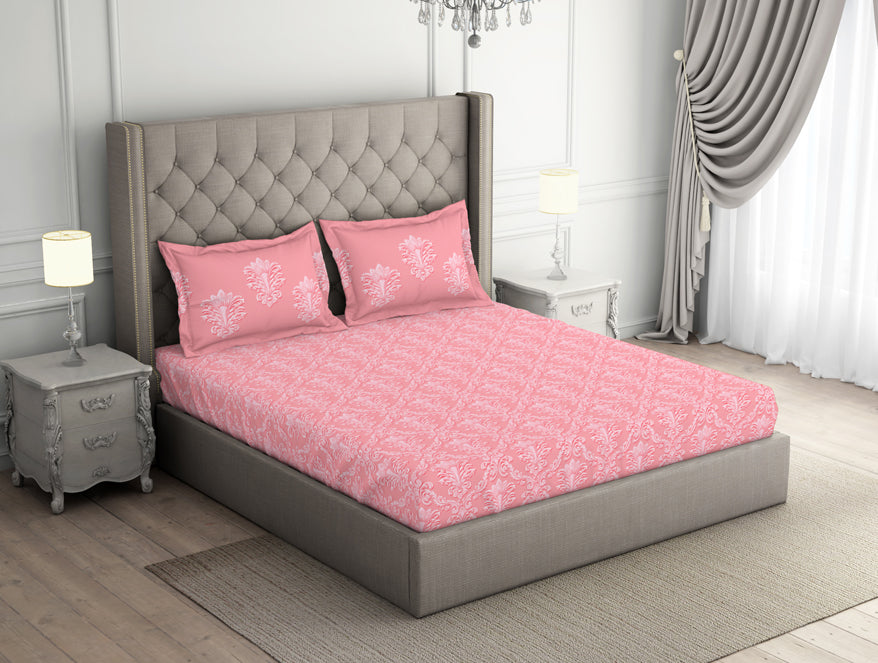 Spaces India Floral Pale Rosette - Pink 100% Cotton Double Bedsheet - Queens Garden By Spaces - view 2